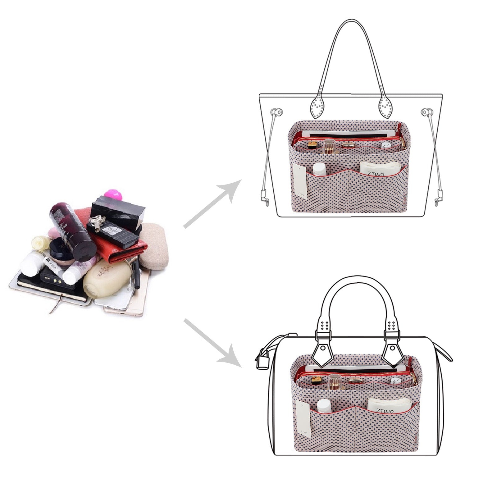 Organizador para Bolsa LV Speedy Neverfull Tote – 6 Tamanhos, Insert de Feltro para Bolsa com Zíper product image 90