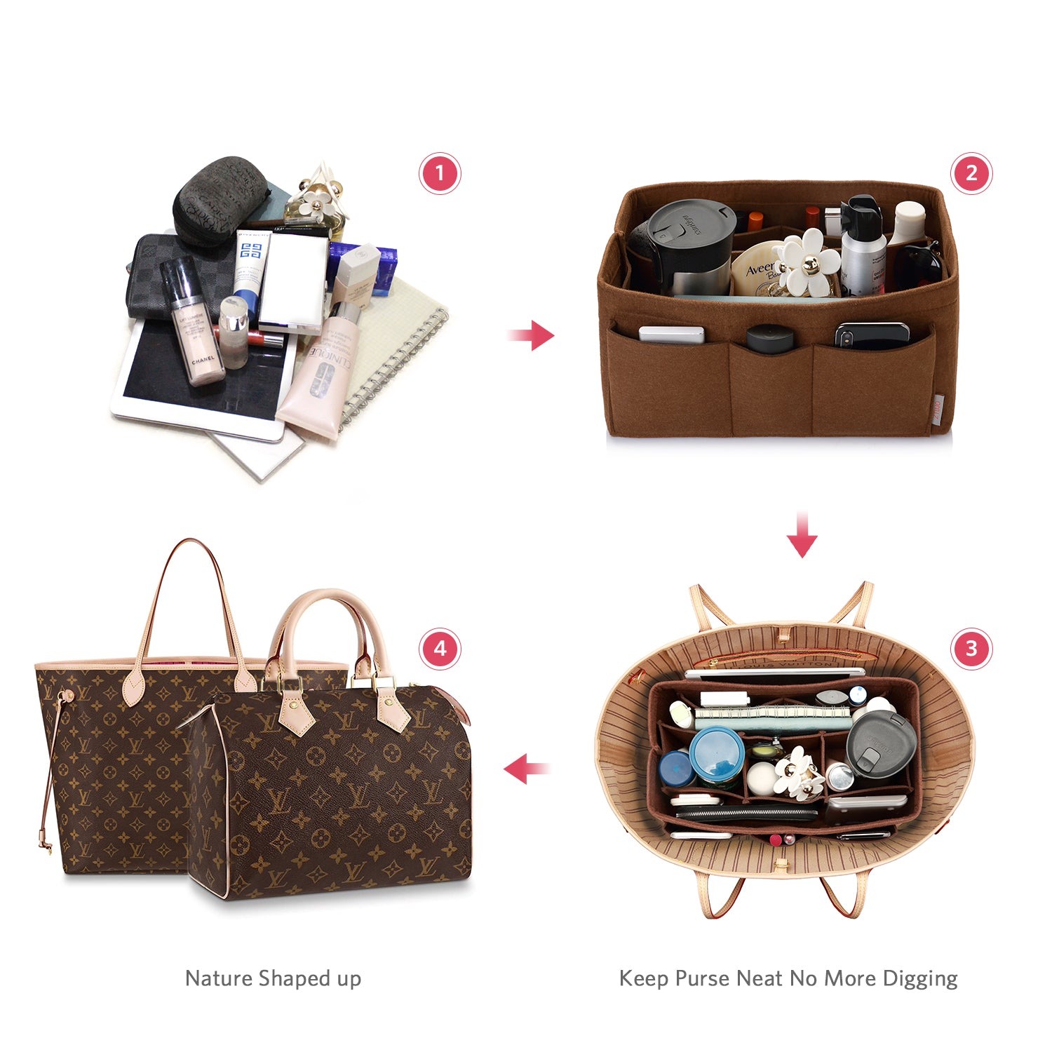 Bélésbetét kézitáska-szervező – LV Speedy 25 / 30 / 35 / 40, Neverfull MM / GM méretekhez illik product image 39