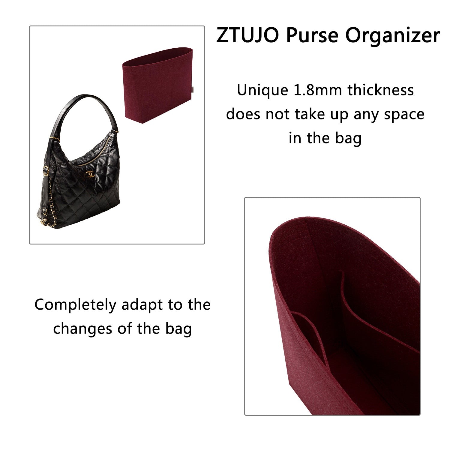 Profesjonalna organizacja do torebki Chanel Maxi Hobo – kolor wino / kolor na zamówienie product image 6