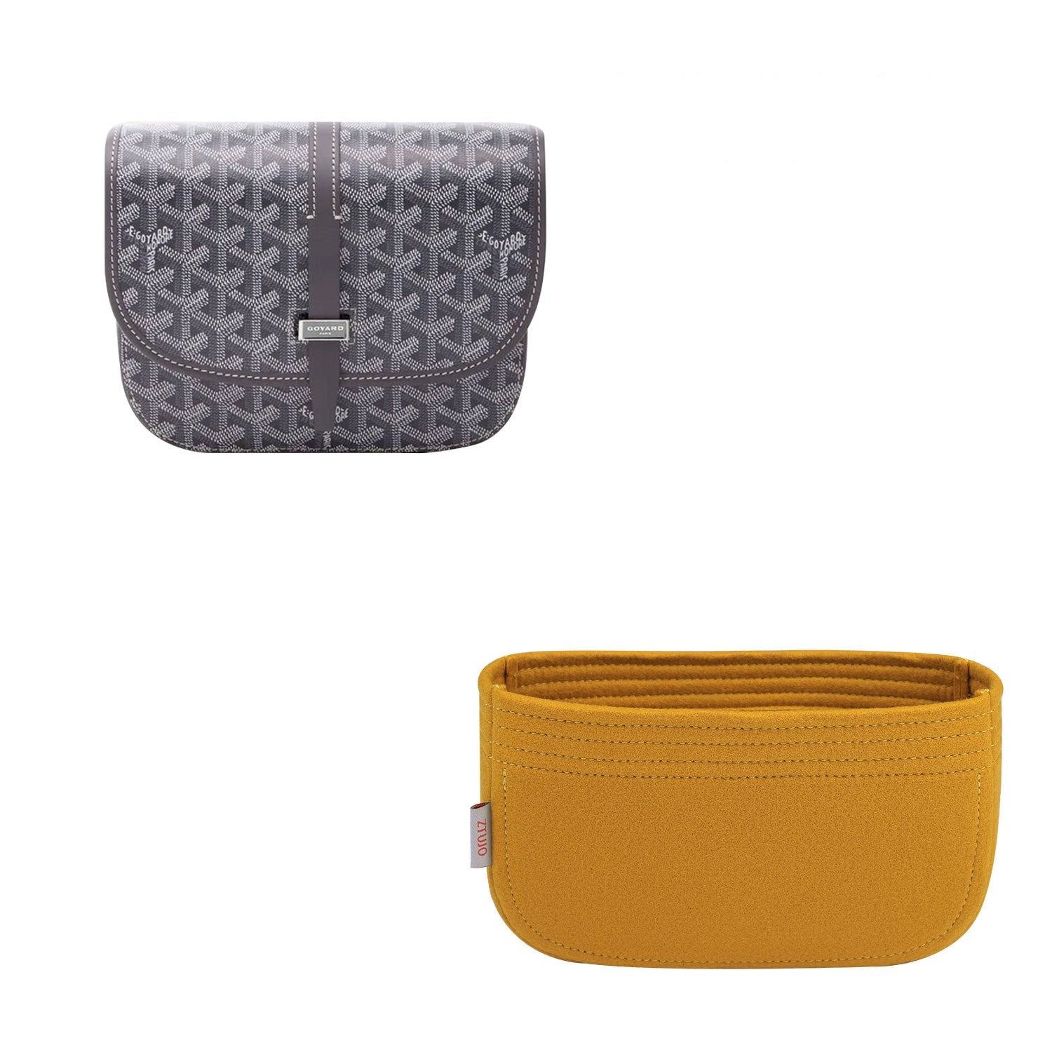 Premium-plånbokslayout för Goyard Belvedere PM / MM – 2 fickor, mjuk filt