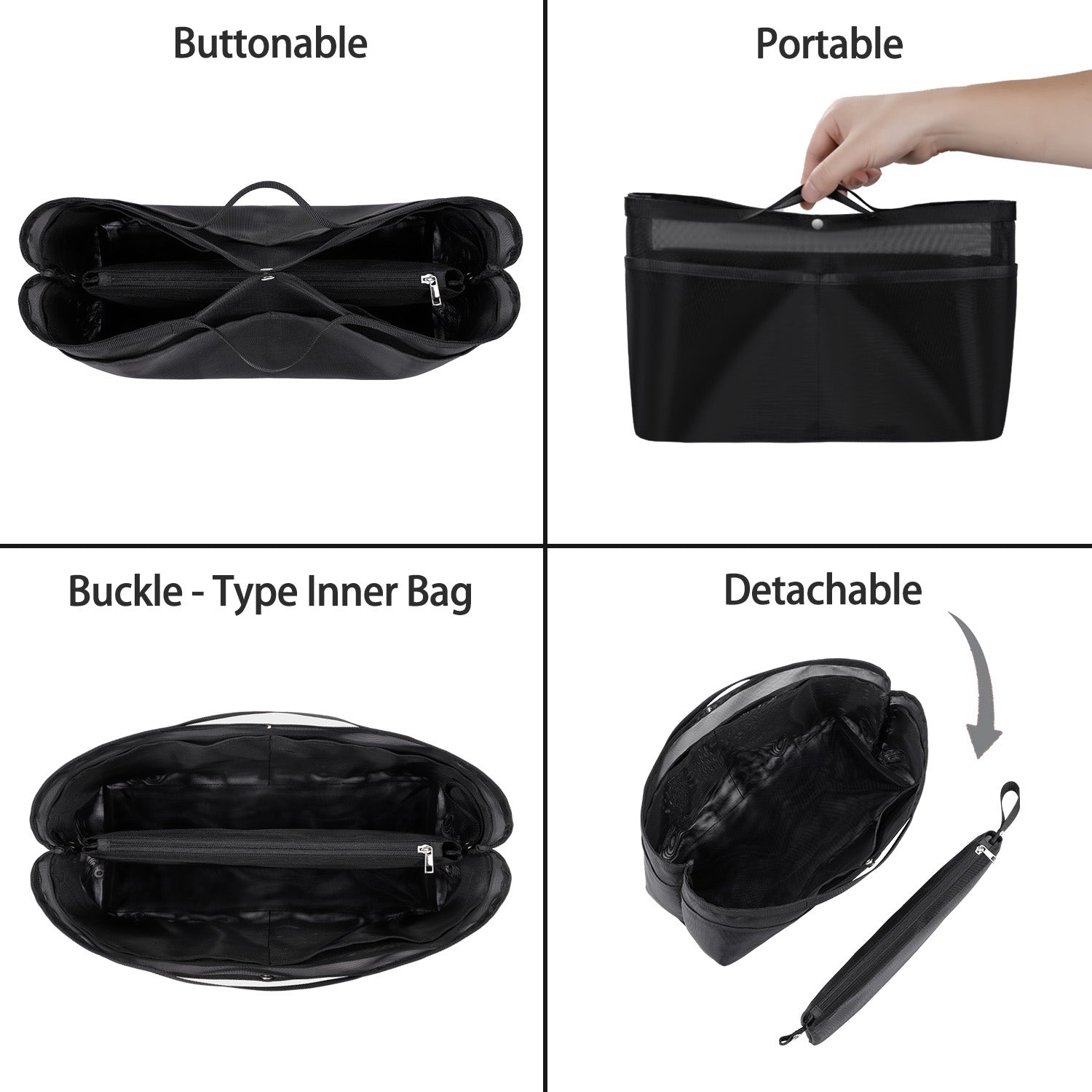 Wkładka Organizująca do Torebek – Organizer w Formie Siatki z Zamkiem Błyskawicznym, Pasuje do Speedy, Neverfull PM/MM, Le Pliage – Średnia, Duża, Bardzo Duża product image 13