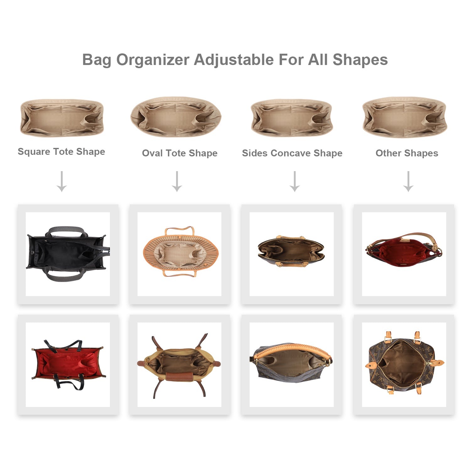 Hedvábná vložka do kabelky s zipem – pasuje na LV Neverfull, Speedy, Onthego, Artsy, tote – 6 velikostí product image 6