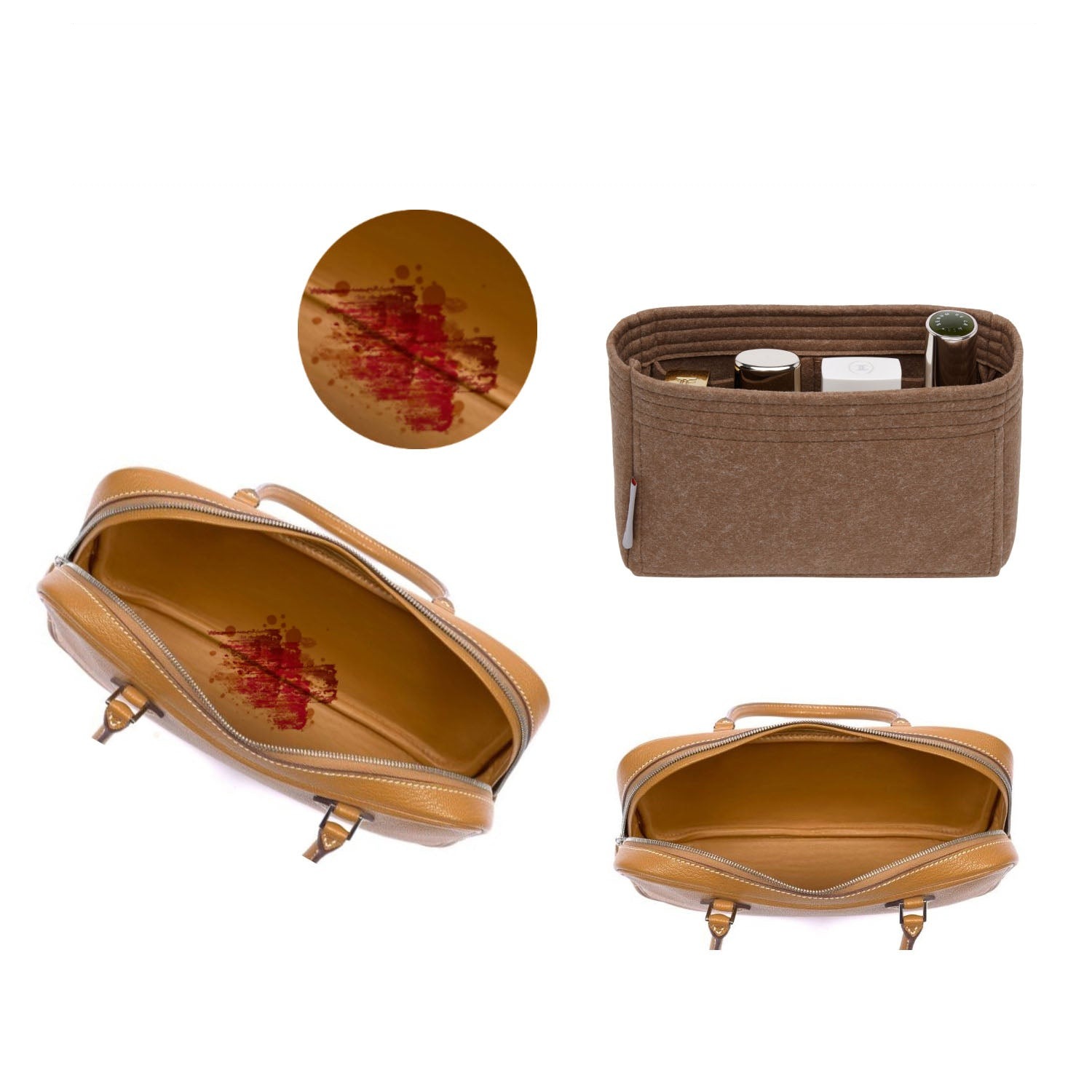 Pouzdro do kabelky pro Hermes Plume 20 – 3 kapsy, měkký filc product image 4