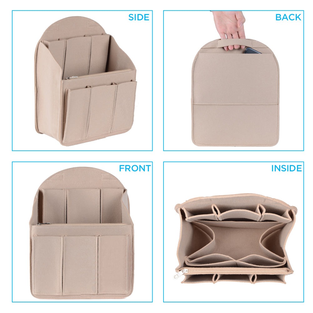 Organizador de bolso de fieltro para mochilas: compatible con bolsos redondos y cuadrados, en beige/gris/marrón/negro. product image 22