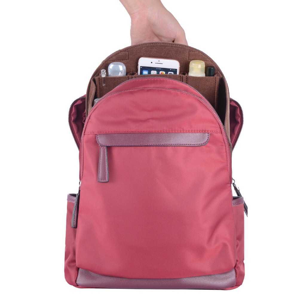 Organizador de bolso de fieltro para mochilas: compatible con bolsos redondos y cuadrados, en beige/gris/marrón/negro. product image 31