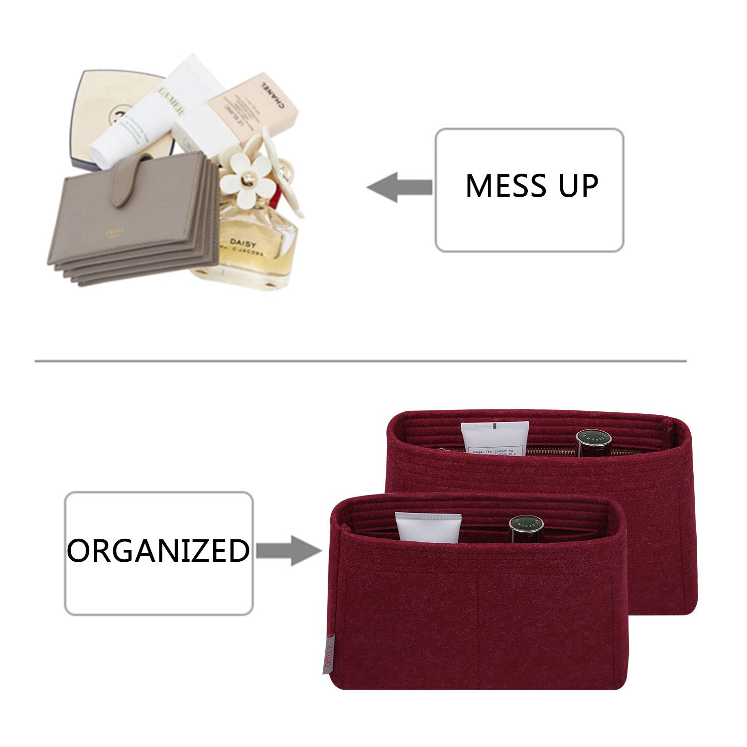 Premium pungorganizer til LV Montaigne BB / MM – 5 lommers filtindsats product image 4