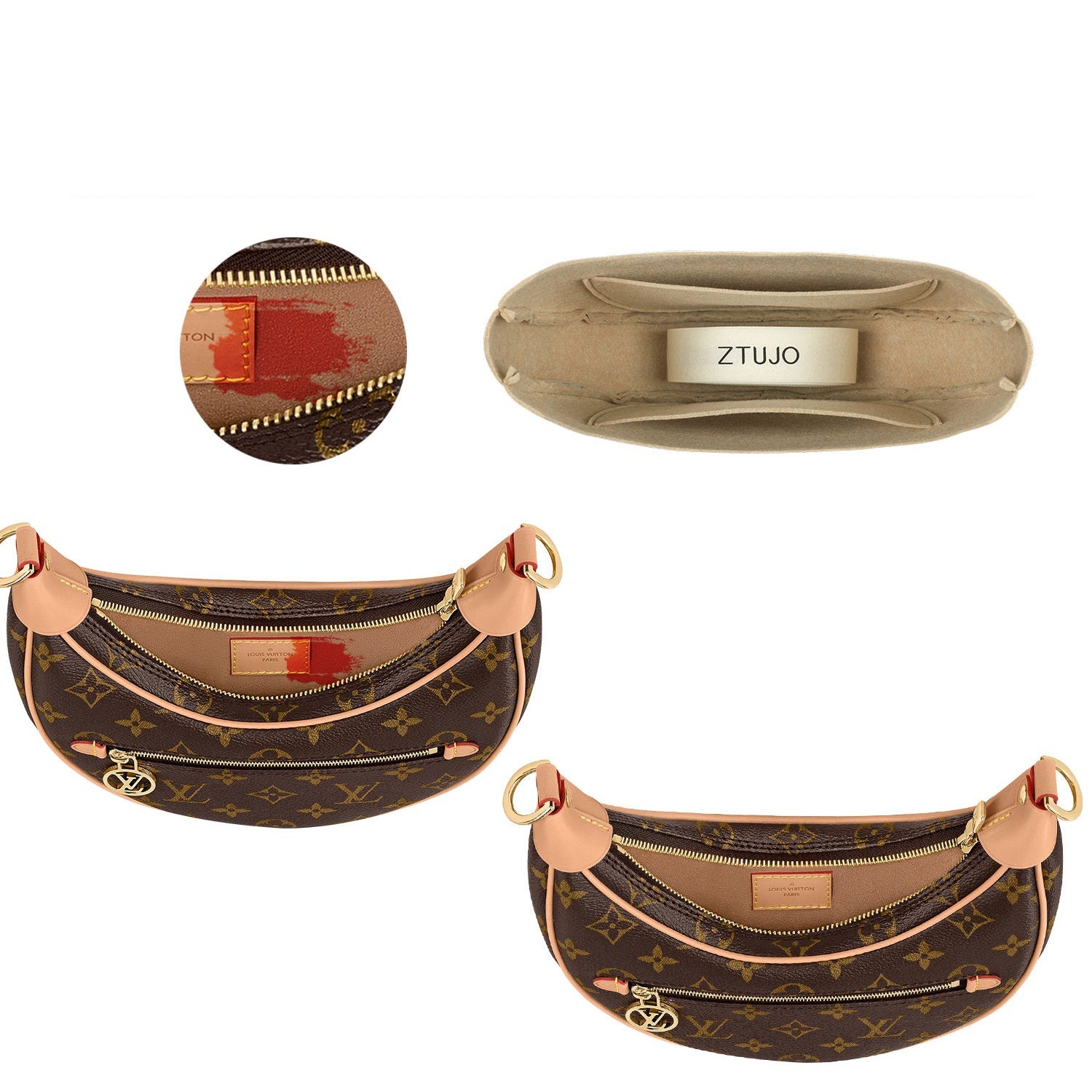 Organizer do torby LV Loop – wkładka z filcu premium, 2 kieszenie, kolor szary lub na zamówienie product image 5
