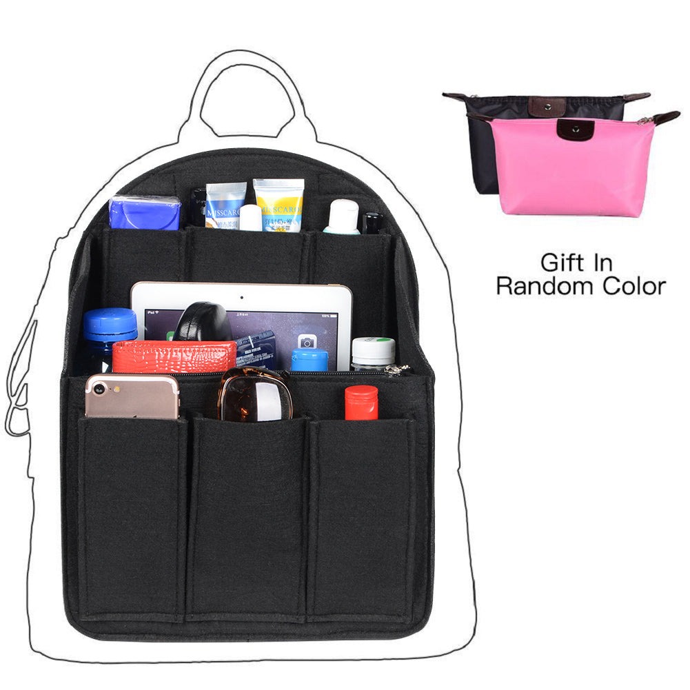 Organizador de bolso de fieltro para mochilas: compatible con bolsos redondos y cuadrados, en beige/gris/marrón/negro. product image 14
