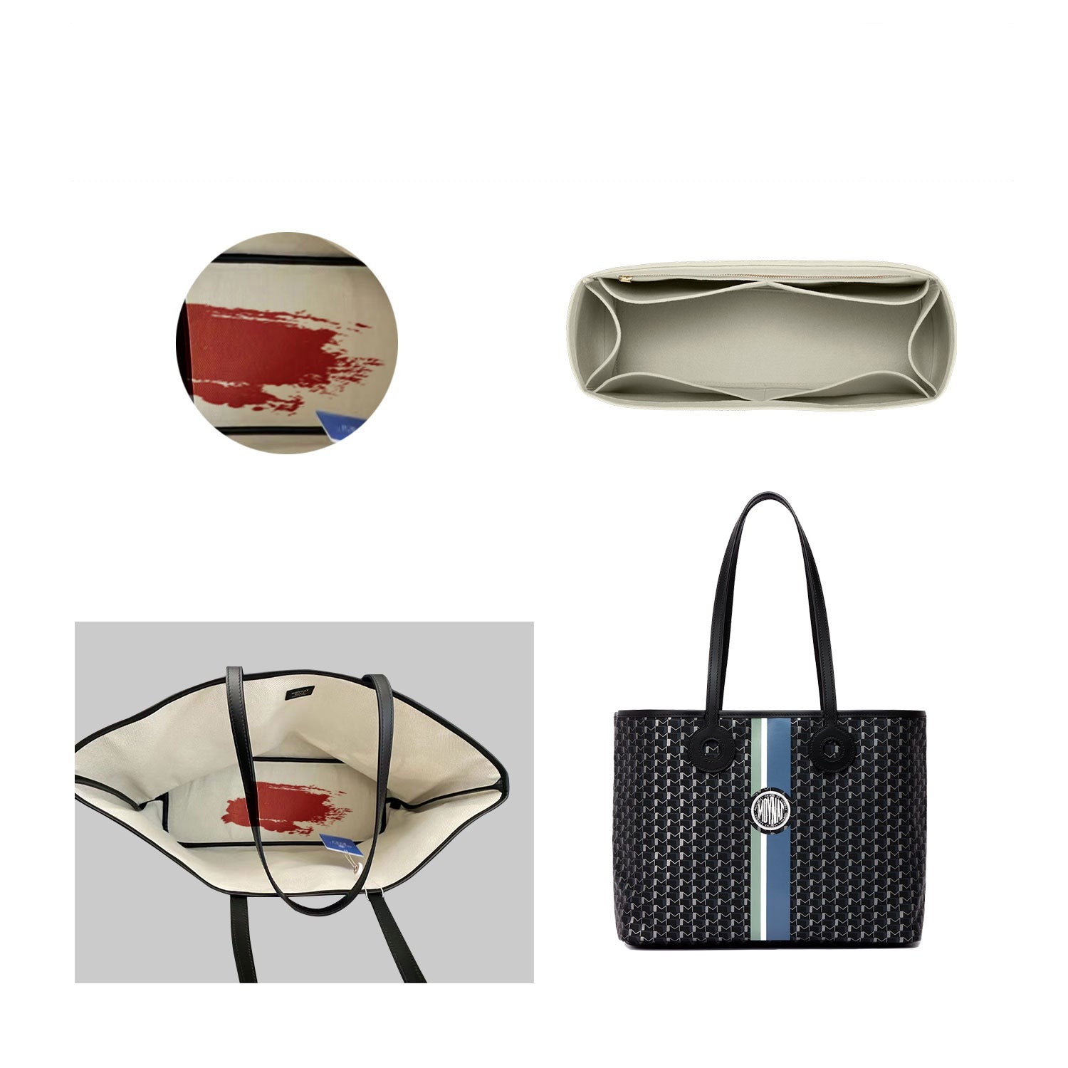 INNERBAG Geldbörsen-Organizer für Moynat OH Tote PM / MM / GM – 7-Fächer-Filzeinlage product image 3