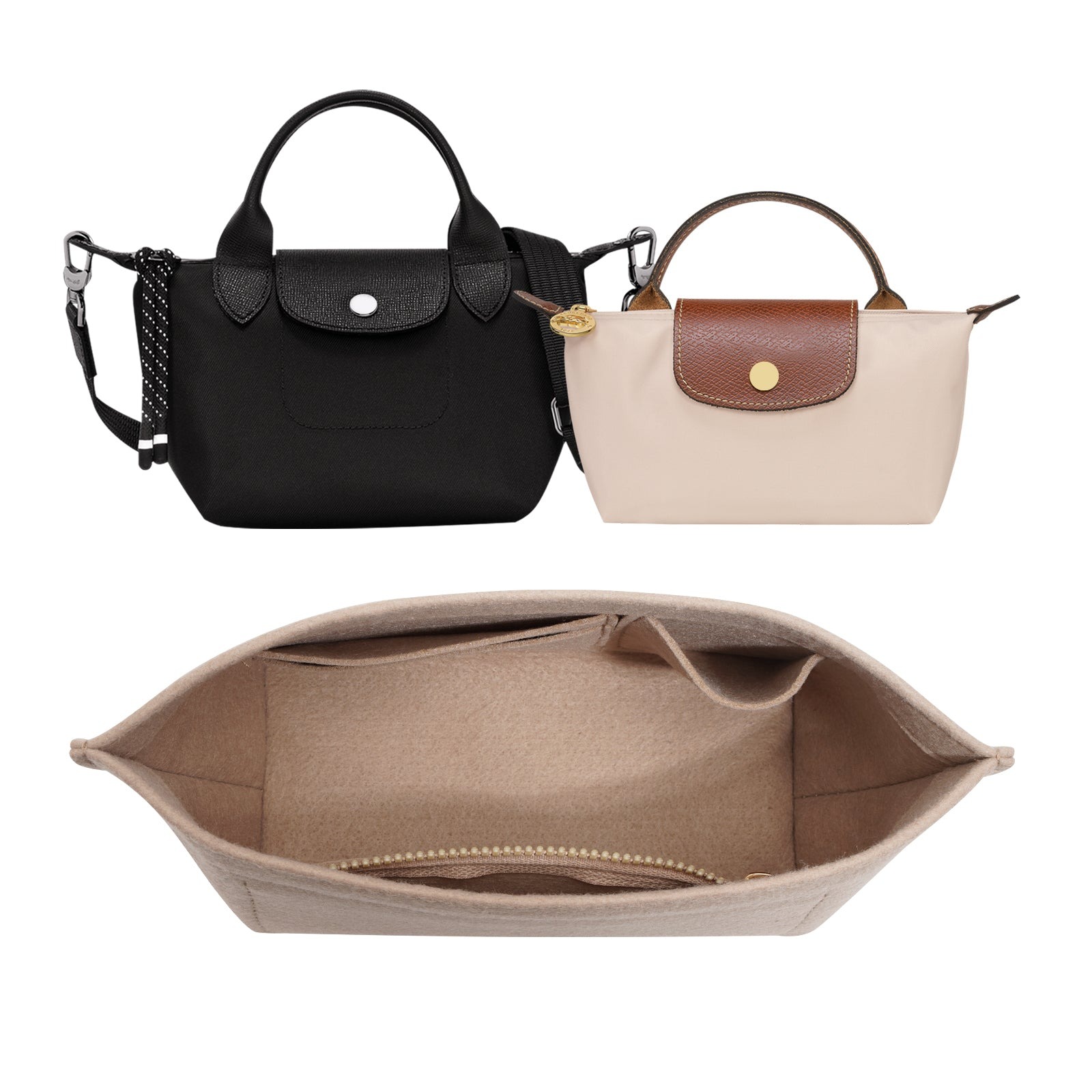 Organizador interior para bolso Longchamp Le Pliage Mini y bolso Xtra XS, y cartuchera Xtra XS