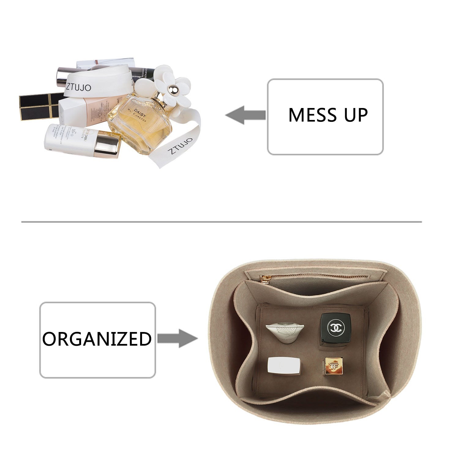 Premium Geldbörsen-Organizer für The Row N/S Park Tote Small / Medium / Large – 5-Fächer-Einsatz aus Filz product image 3