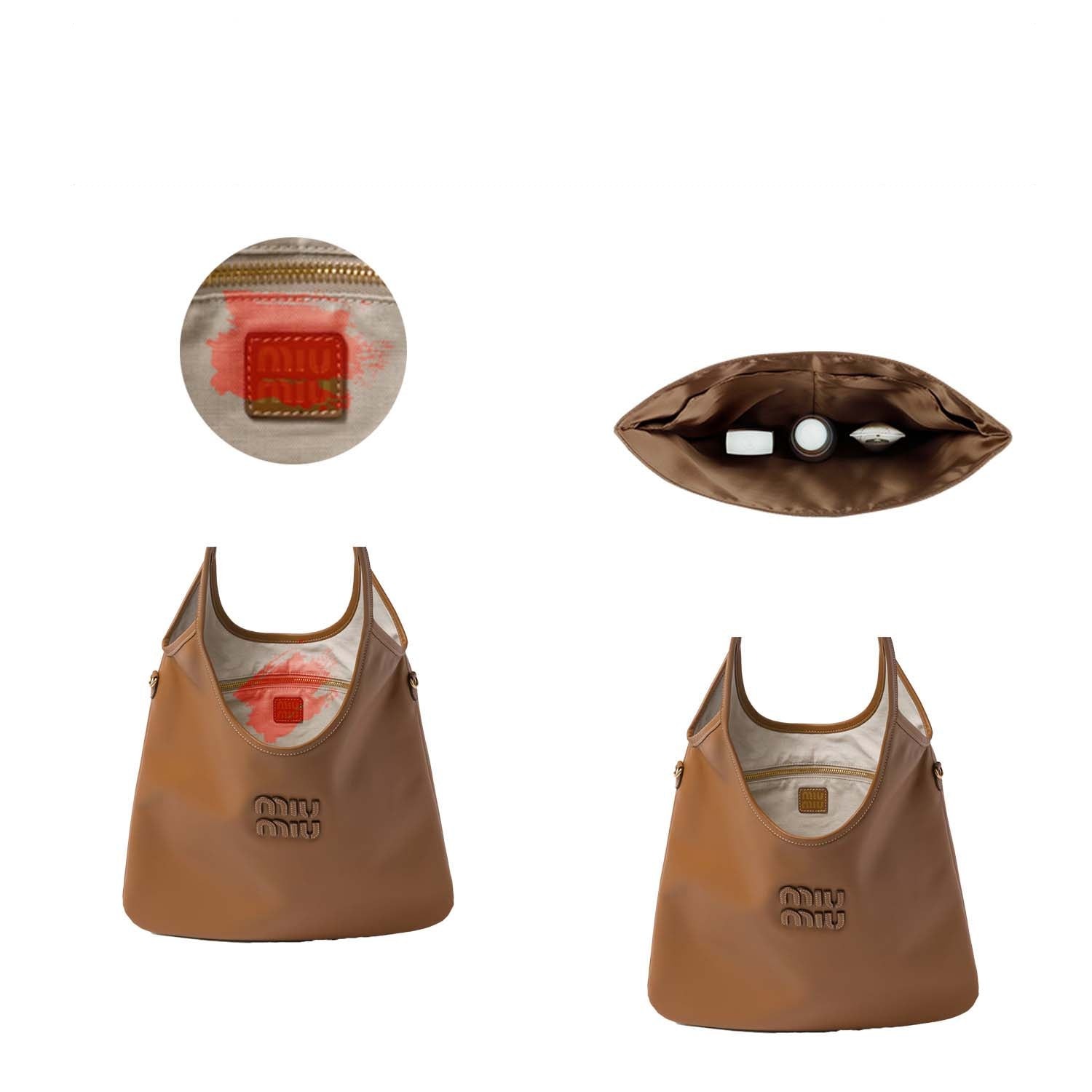 Organizér do kabelky pro Miu Miu Ivy Mini / Medium – nový materiál z hedvábí a saténu, 2 kapsy, zlatavě hnědá / barva na zakázku product image 7