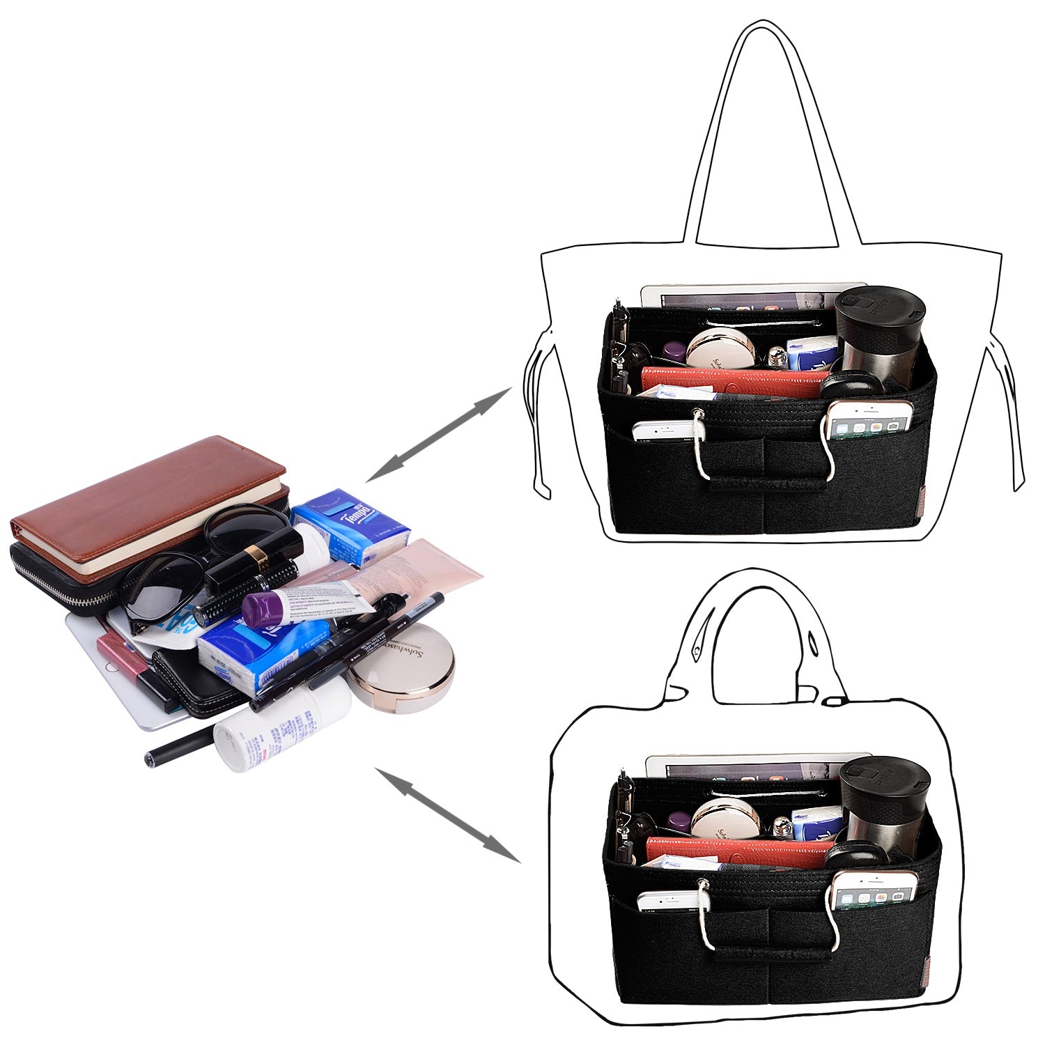 Organizer Tas Felt Multi-Saku dengan Gagang – Cocok untuk LV Speedy 30, 35 & Neverfull MM (Sedang/Besar) product image 18