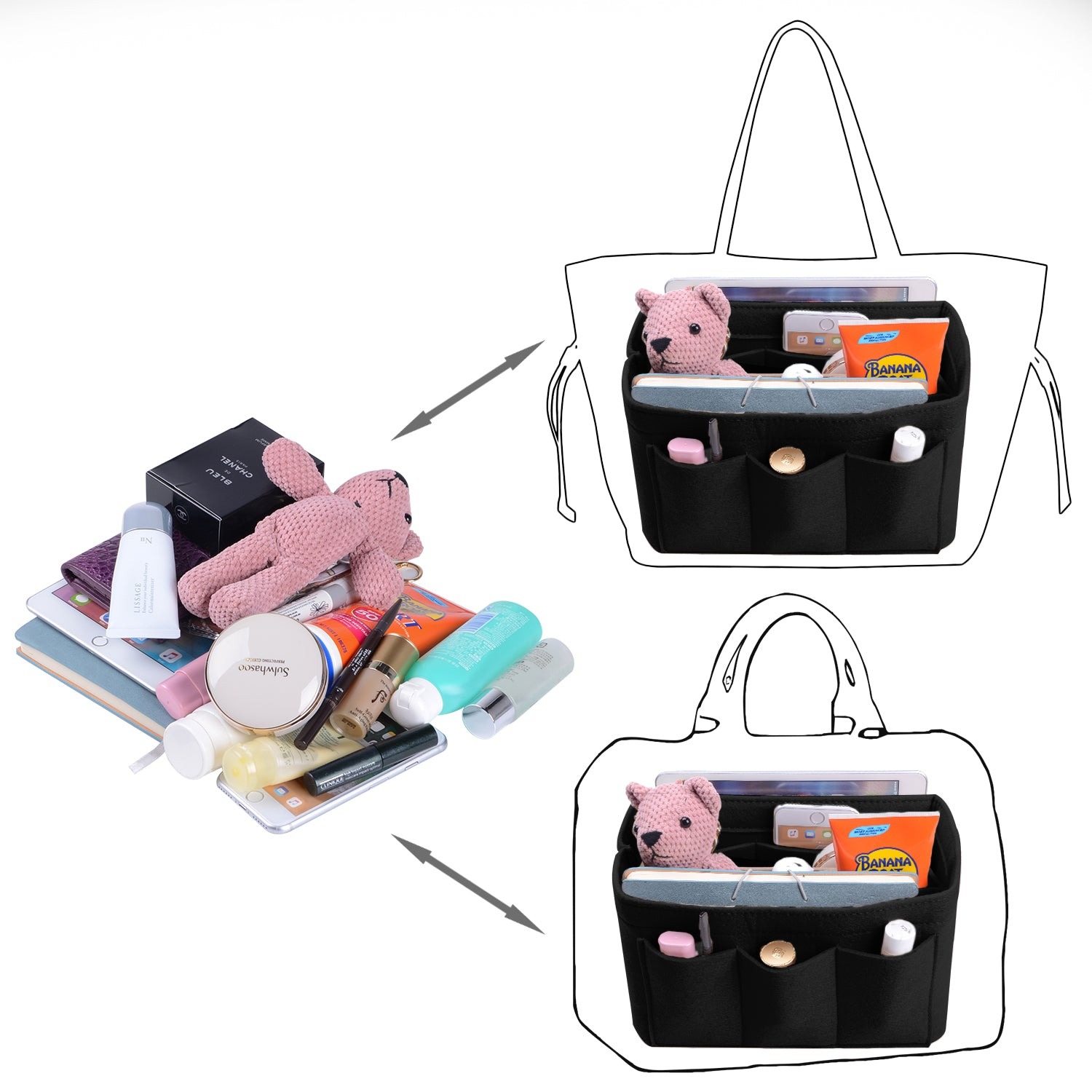 Vložka INNERBAG do kabelky se šitým dnem pro LV Speedy 35 a Neverfull MM – velká detail image 13