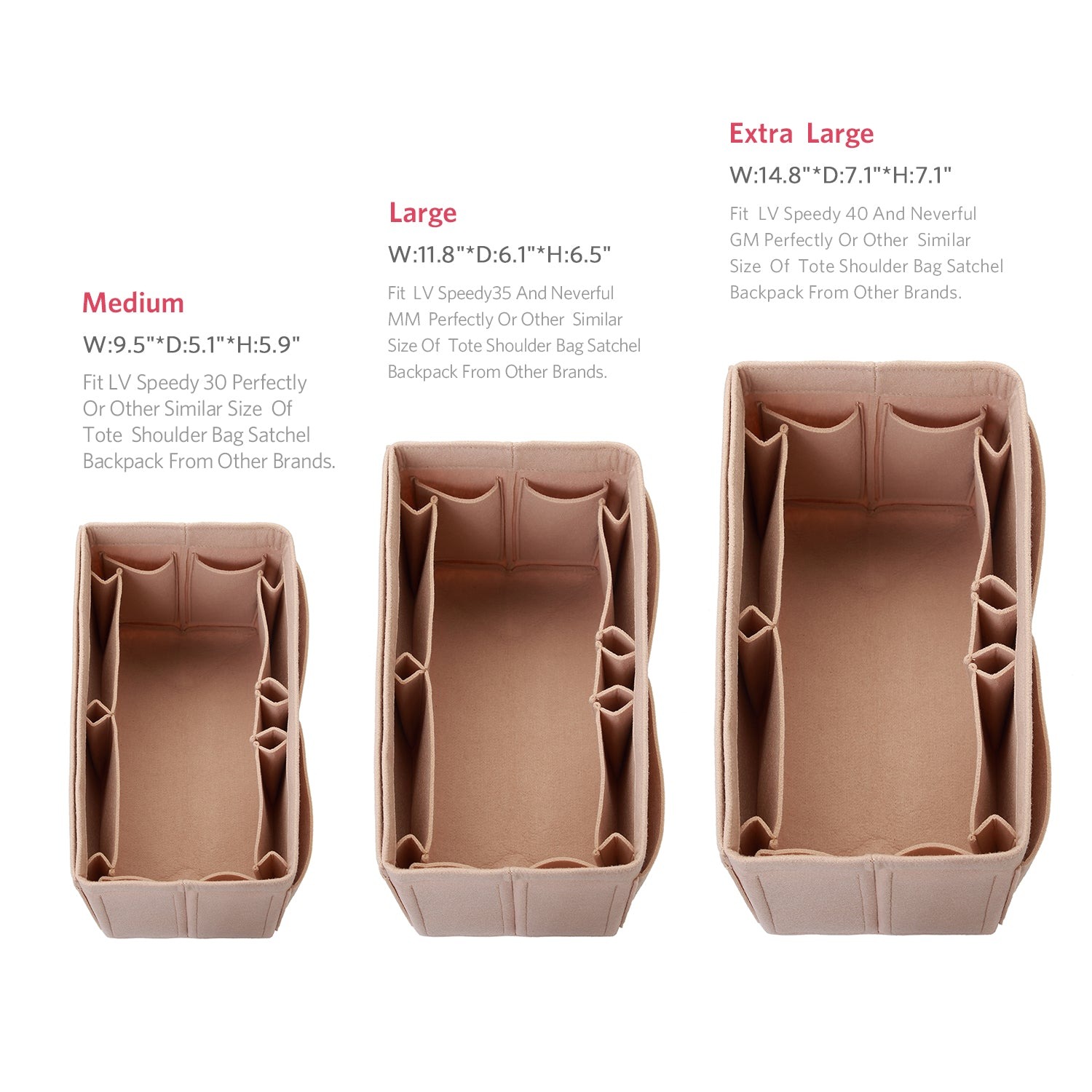 Organisateur de sac à main en feutre – Très grande taille (Convient au Speedy 40 / Neverfull GM) product image 2