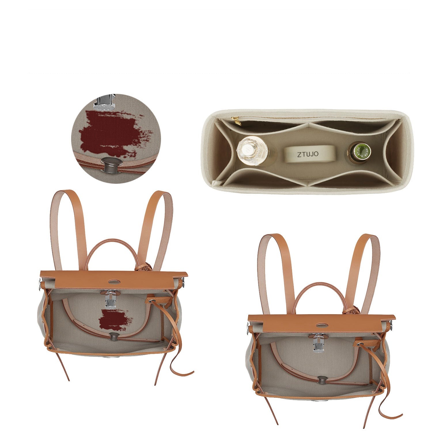 Organizer do plecaka Hermes Herbag – 7 kieszeni, zamek YKK, ciepły szary / kolor na zamówienie product image 5