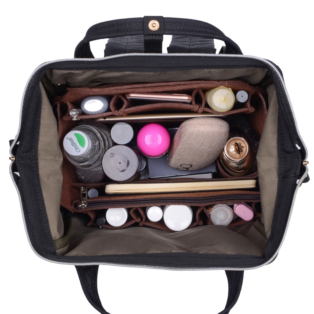 Organizador de bolso de fieltro para mochilas: compatible con bolsos redondos y cuadrados, en beige/gris/marrón/negro. product image 33