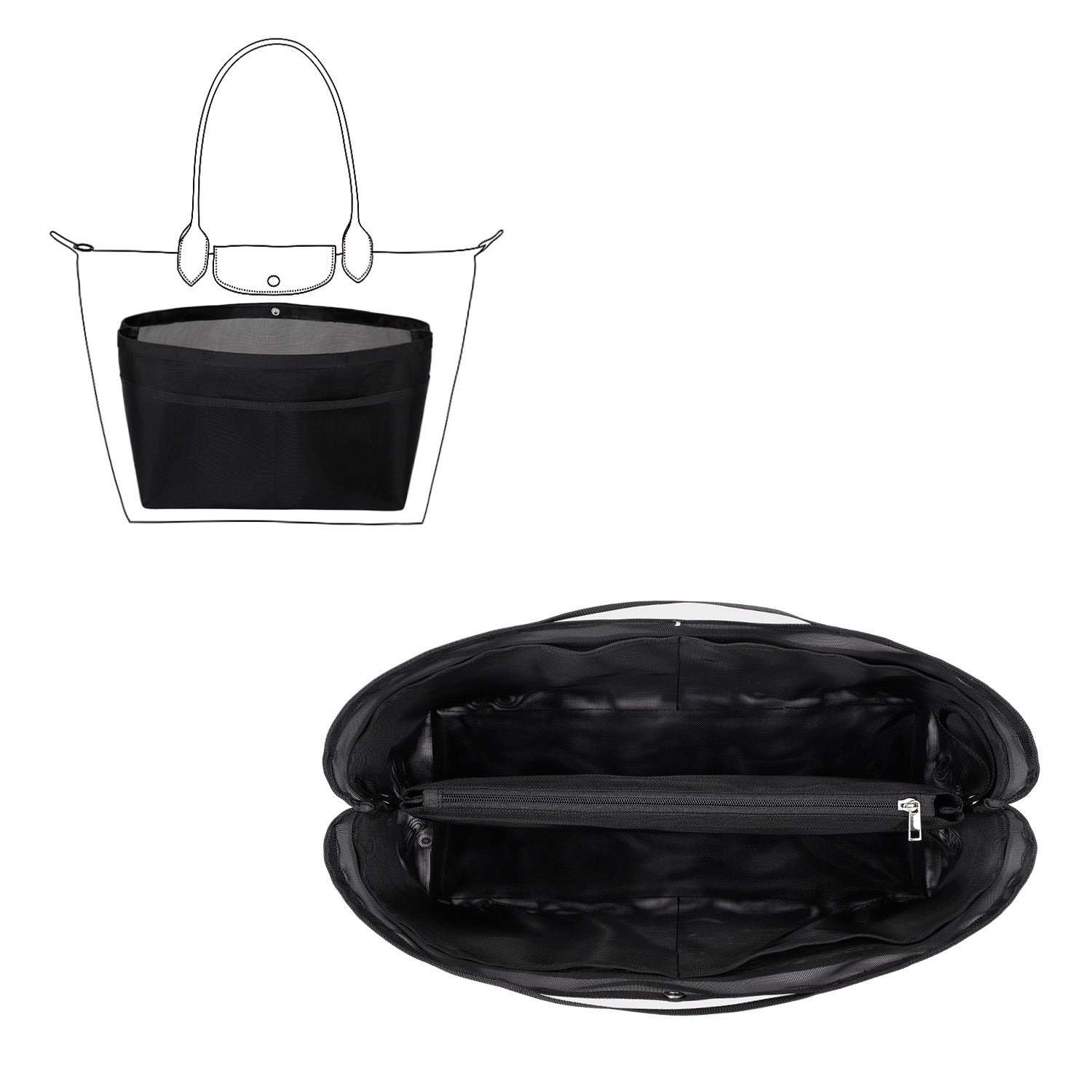 Wkładka Organizująca do Torebek – Organizer w Formie Siatki z Zamkiem Błyskawicznym, Pasuje do Speedy, Neverfull PM/MM, Le Pliage – Średnia, Duża, Bardzo Duża product image 9