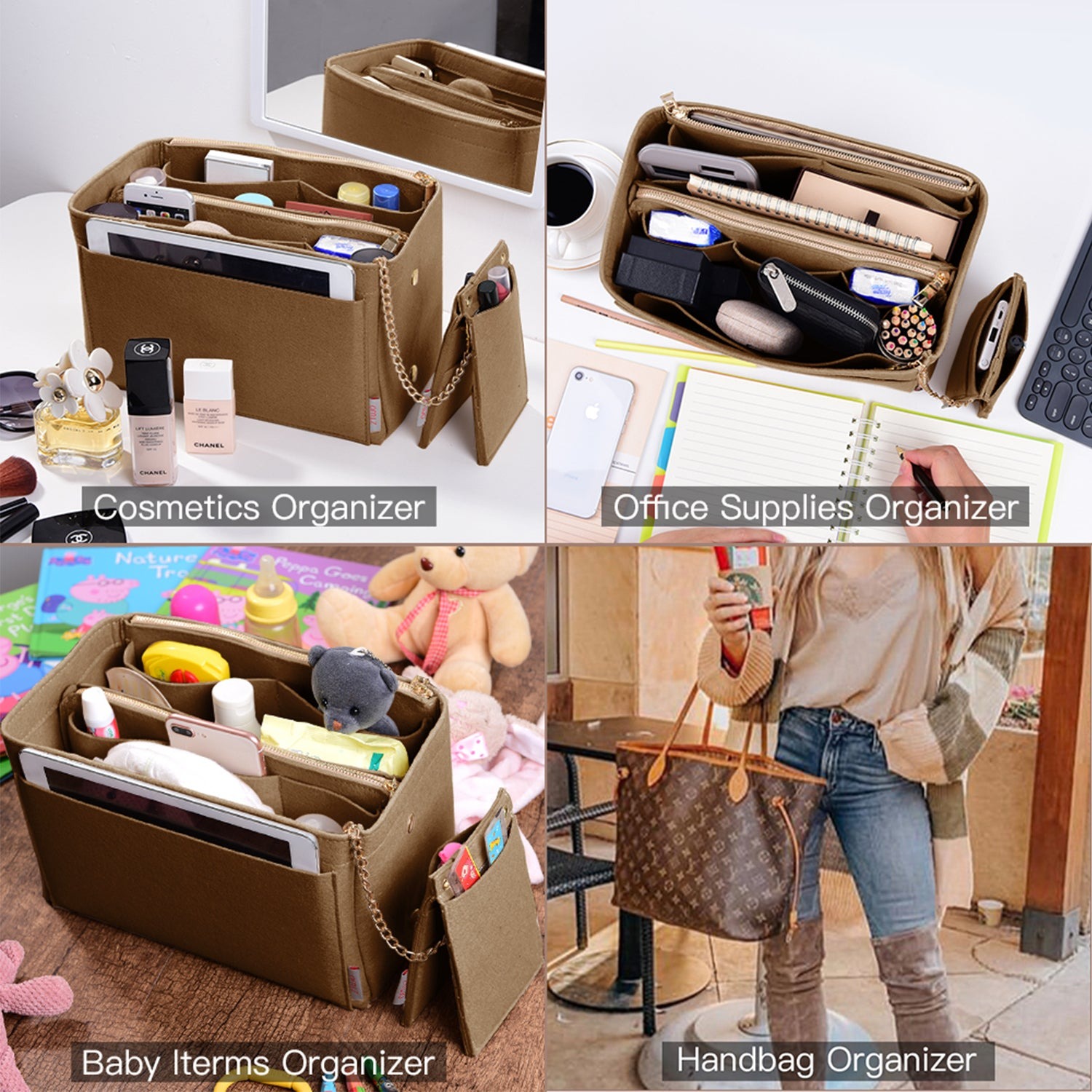 Vložka do kabelky pro návrhářské kabelky s kapsou blokující RFID – sedí na LV Speedy, Neverfull a další product image 42