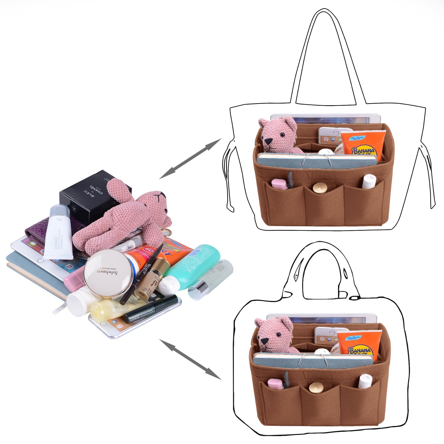 Vložka INNERBAG do kabelky se šitým dnem pro LV Speedy 35 a Neverfull MM – velká detail image 20