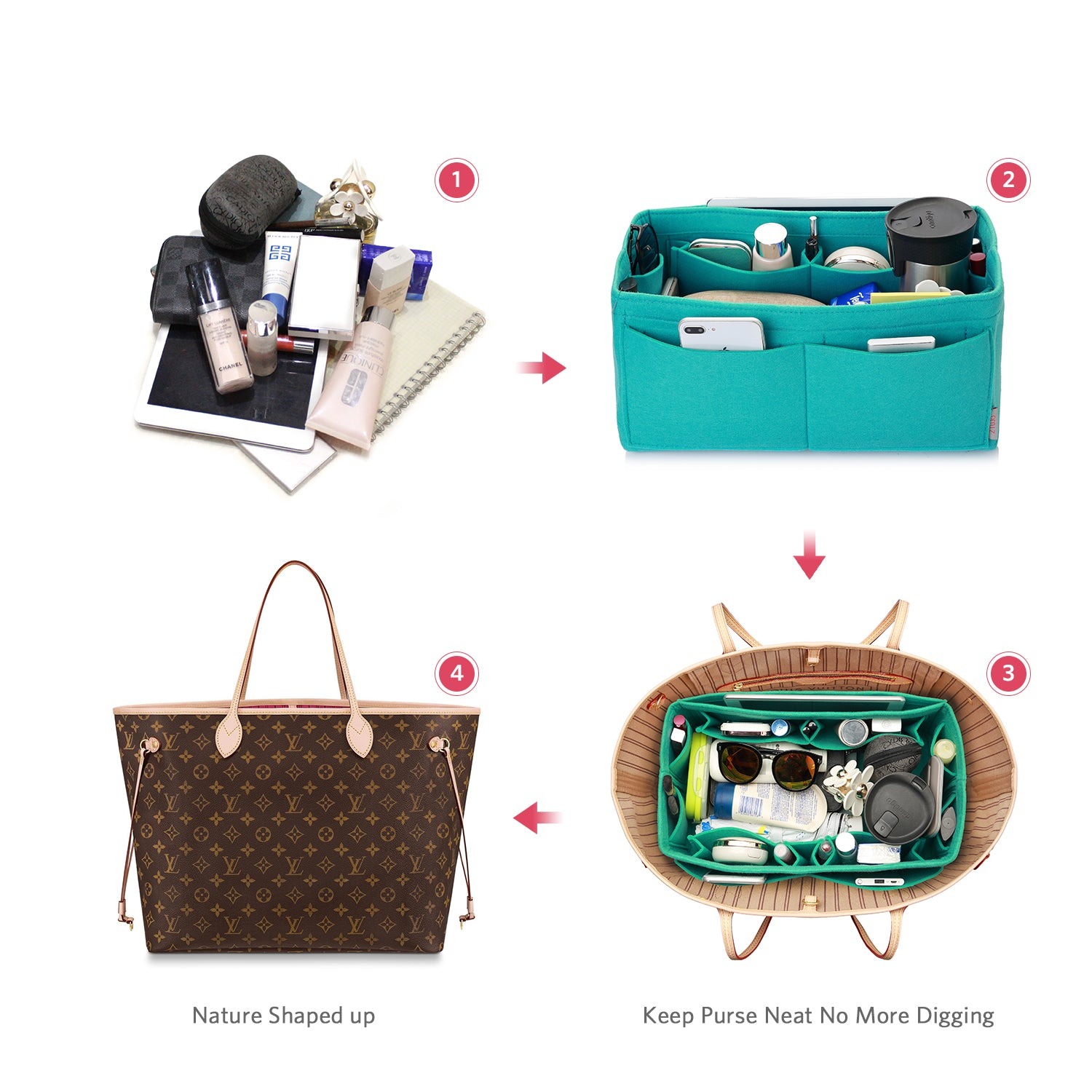 Organisateur de sac à main en feutre – Très grande taille (Convient au Speedy 40 / Neverfull GM) product image 34