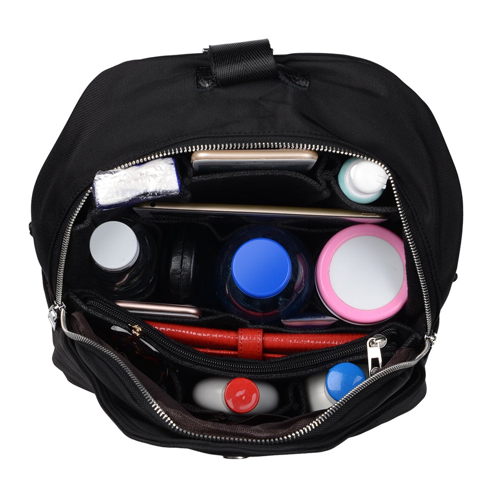 Organizador de bolso de fieltro para mochilas: compatible con bolsos redondos y cuadrados, en beige/gris/marrón/negro. product image 19