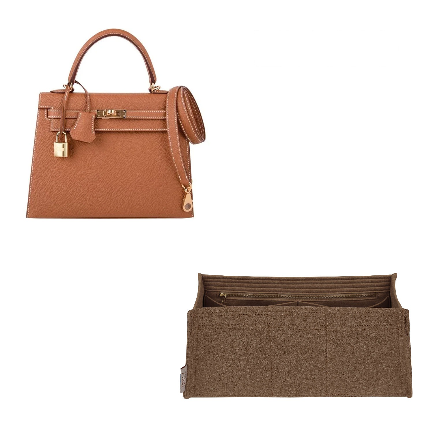 Vložka do kabelky pro Hermes Kelly 25 / 28 / 32 / 35 / 40 – plstěná vložka s 5 kapsami product image 6