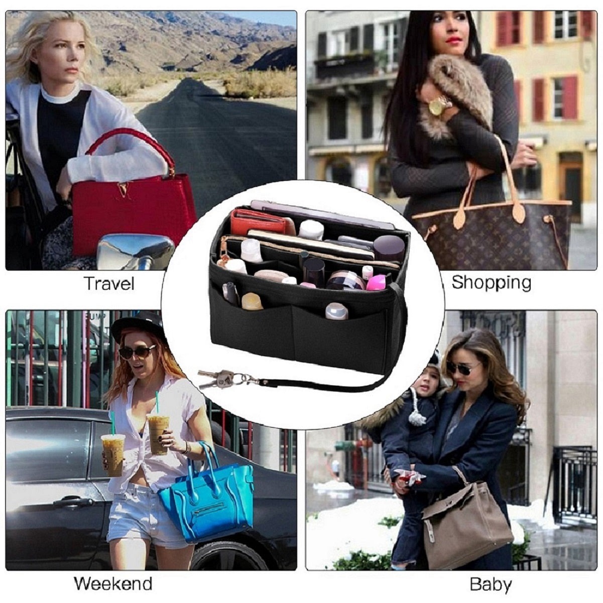 Organizér do kabelky pro LV Speedy Neverfull Tote – 6 velikostí, vložka do tašky z plsti se zipem detail image 14