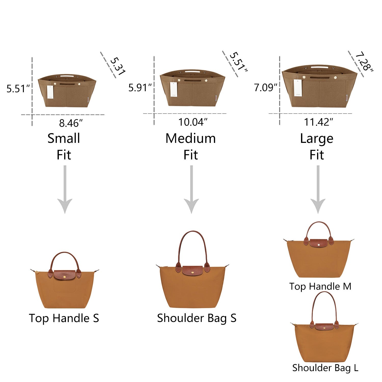 Longchamp Le Pliage -laukun järjestäjäinsertti – Sopii top handle S/M- ja olkalaukku S/L-kokoihin product image 19
