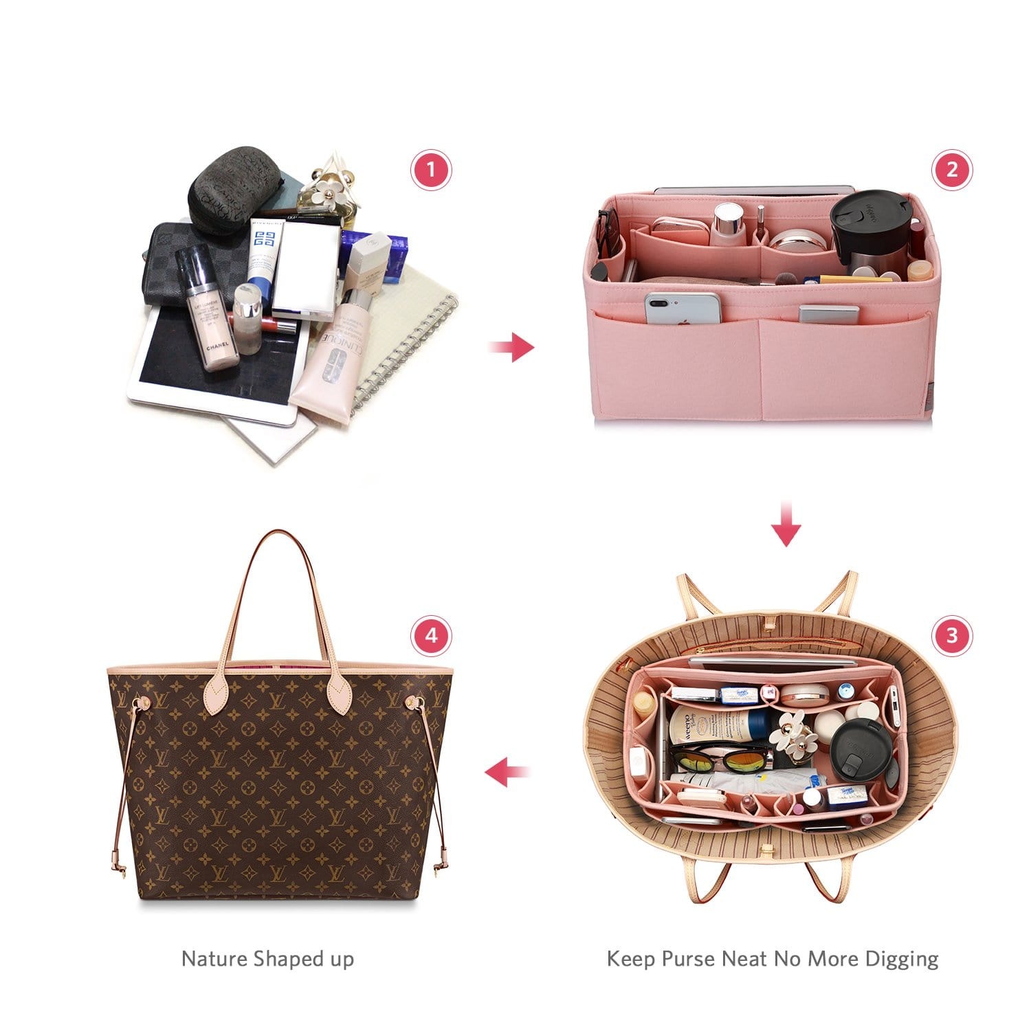 Organisateur de sac à main en feutre – Très grande taille (Convient au Speedy 40 / Neverfull GM) product image 55