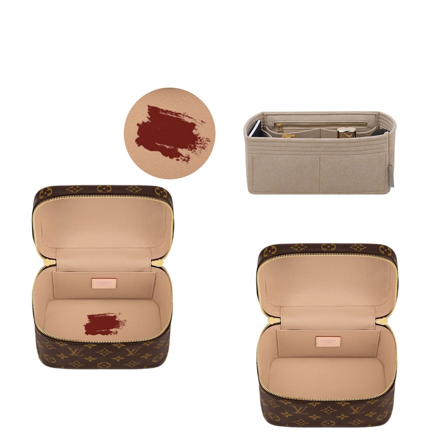 Premium Veskeorganisator for LV Nice Nano / Mini / BB – 7 lommer, YKK-glidelåser product image 5