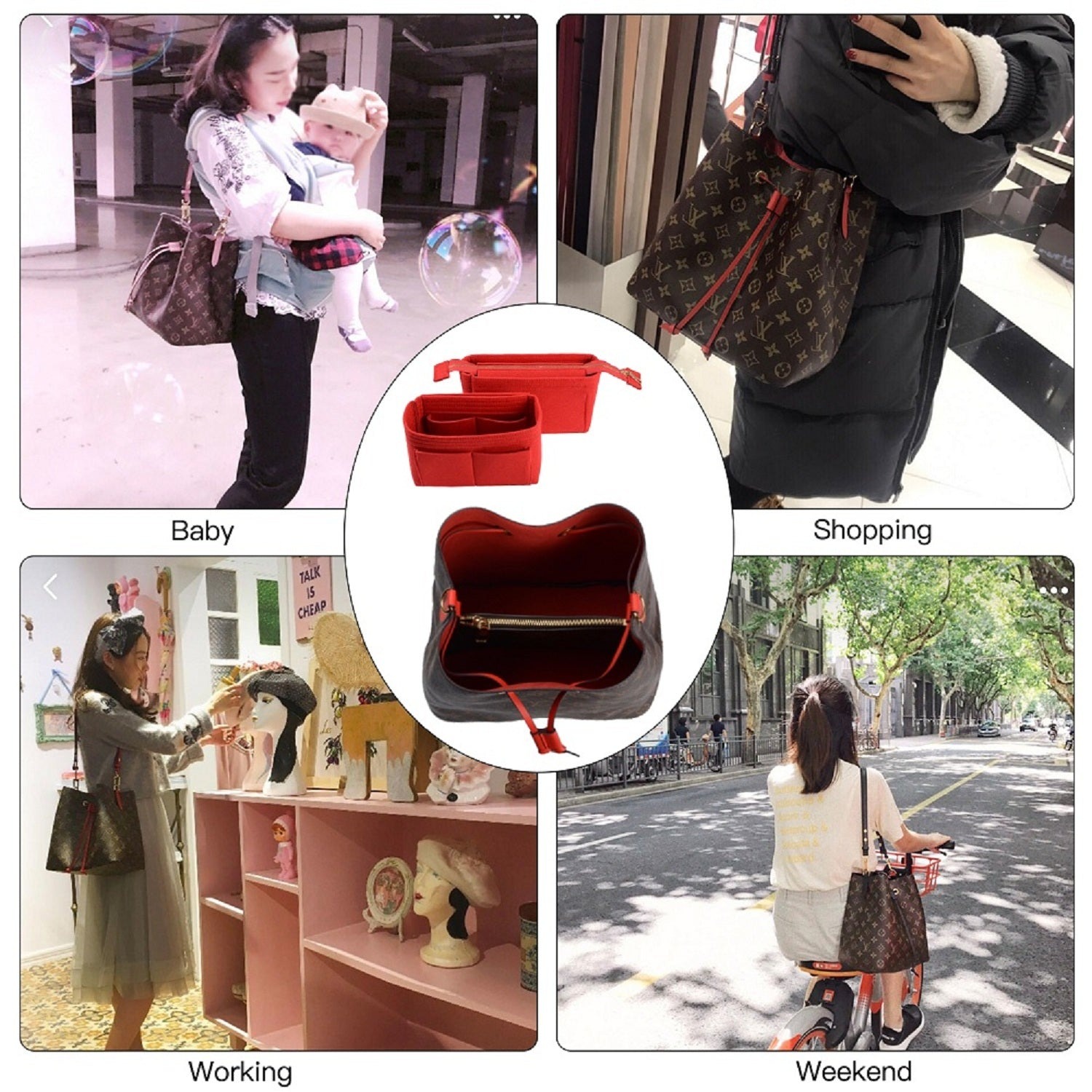 퍼스 오거나이저, LV NeoNoe Noé 시리즈용 2팩 백 인 백 인서트 product image 21