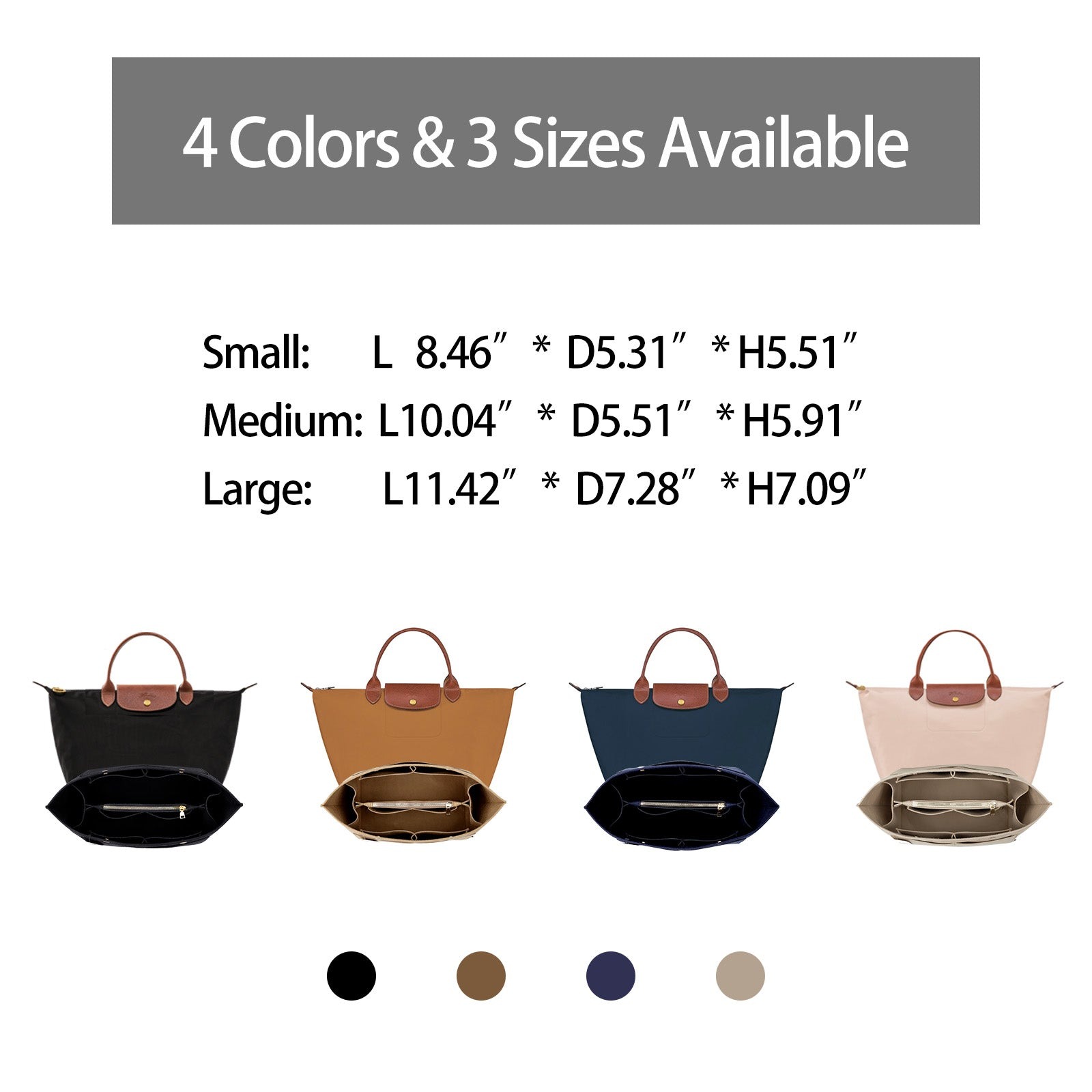 Longchamp Le Pliage -laukun järjestäjäinsertti – Sopii top handle S/M- ja olkalaukku S/L-kokoihin product image 6