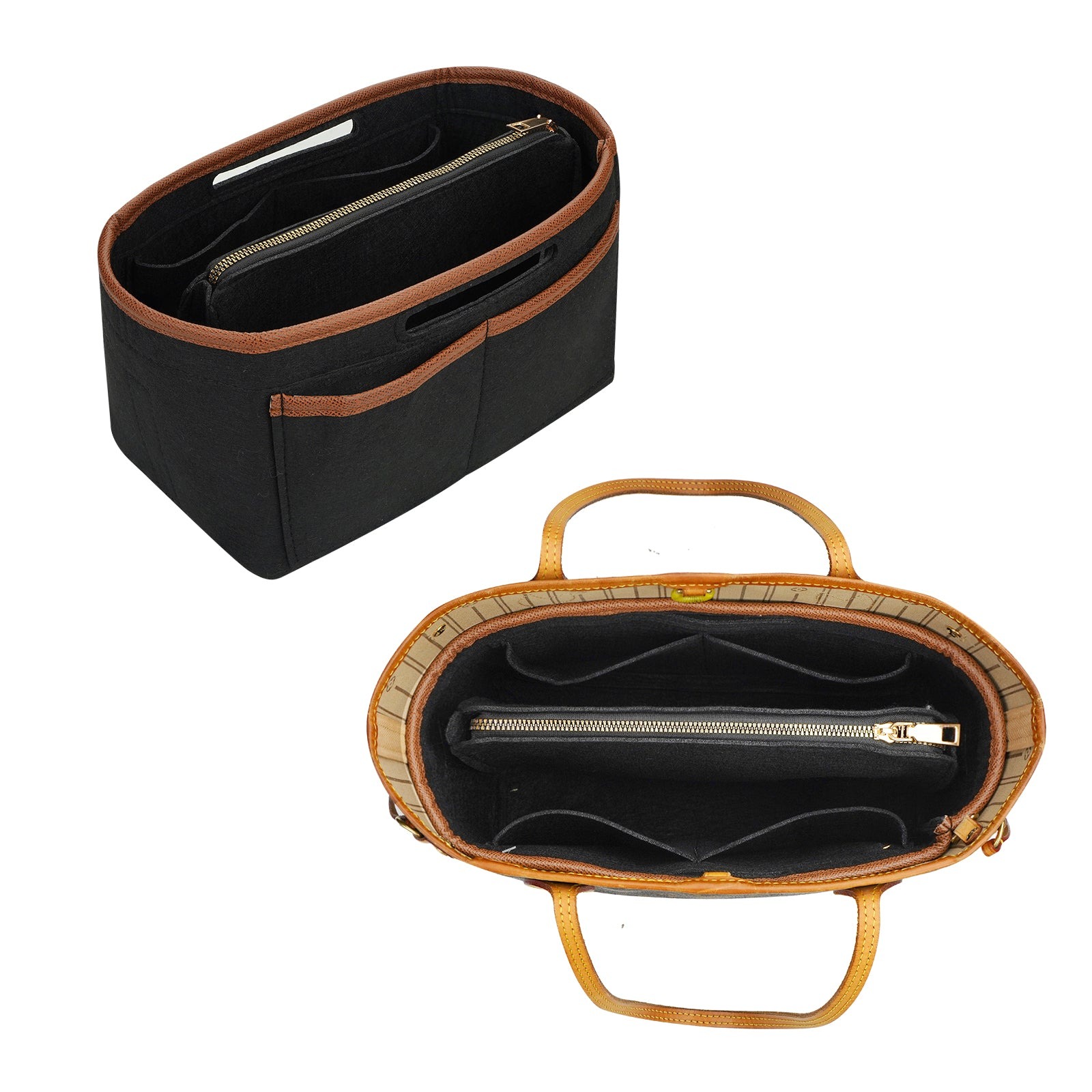 Handtaschen-Organizer-Einsatz für Tote Bags – Filz-Tasche-in-Tasche kompatibel mit Longchamp Le Pliage, Neverfull, Speedy und mehr detail image 7