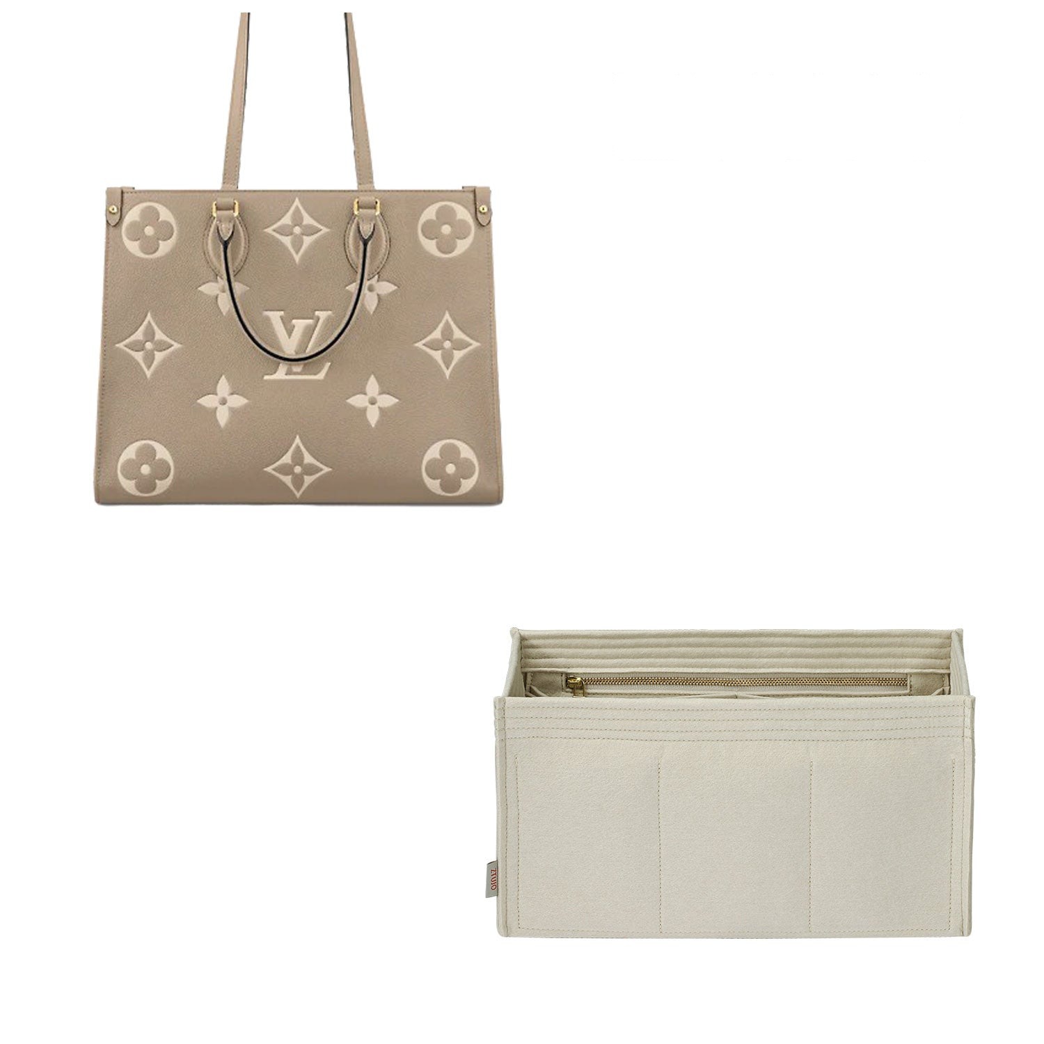 Organizador de Bolsa para LV ONTHEGO BB / PM / MM / GM – Inserção de Bolsa de Feltro com 8 Bolsos