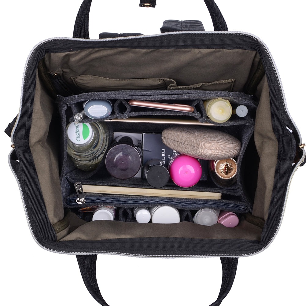 Organizador de bolso de fieltro para mochilas: compatible con bolsos redondos y cuadrados, en beige/gris/marrón/negro. product image 40