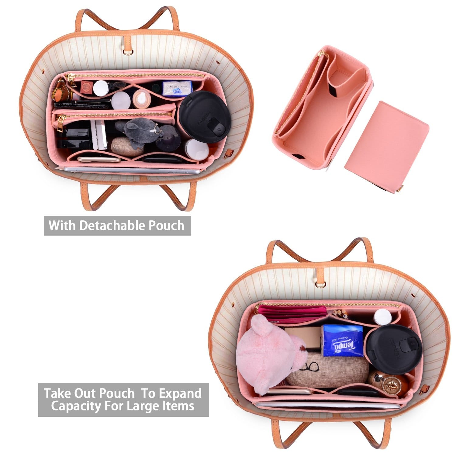 Vložka a organizér do kabelky pro LV Speedy, Neverfull, Graceful, Tote – plstěný tvarovač kabelky detail image 3