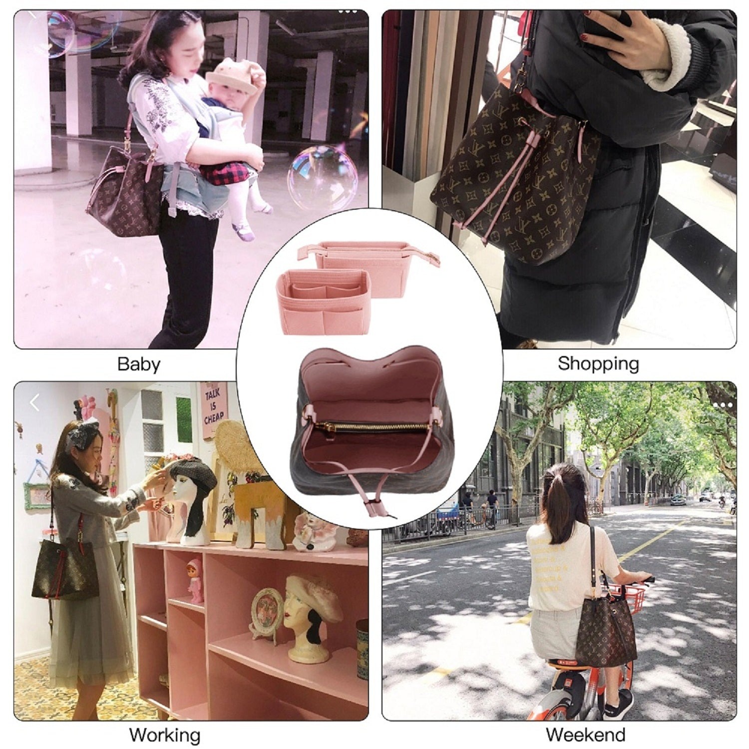 퍼스 오거나이저, LV NeoNoe Noé 시리즈용 2팩 백 인 백 인서트 product image 7