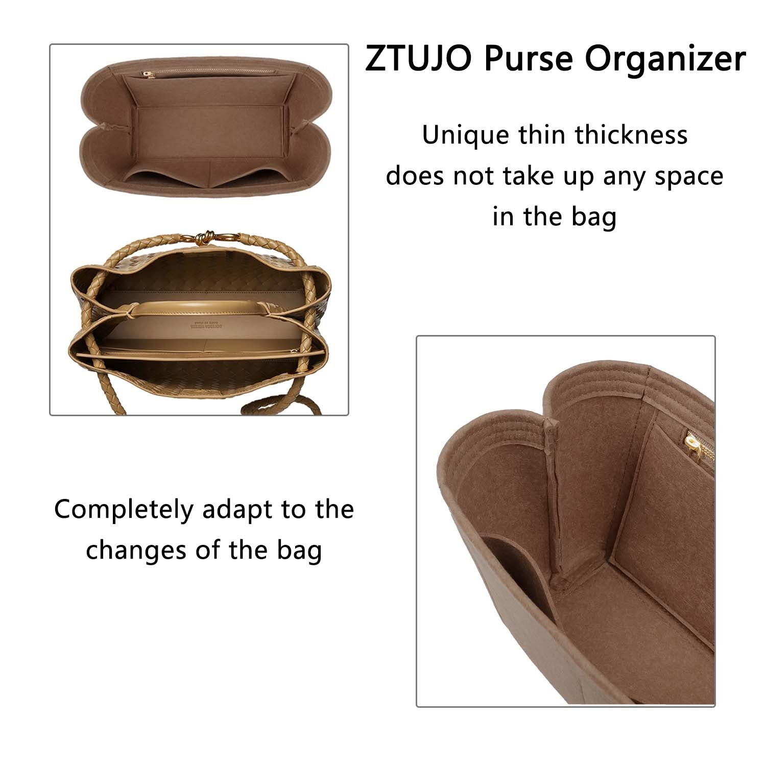 Pungorganizer til Bottega Veneta BV Andiamo Small / Medium / Large – Premium filtsindsats detail image 5