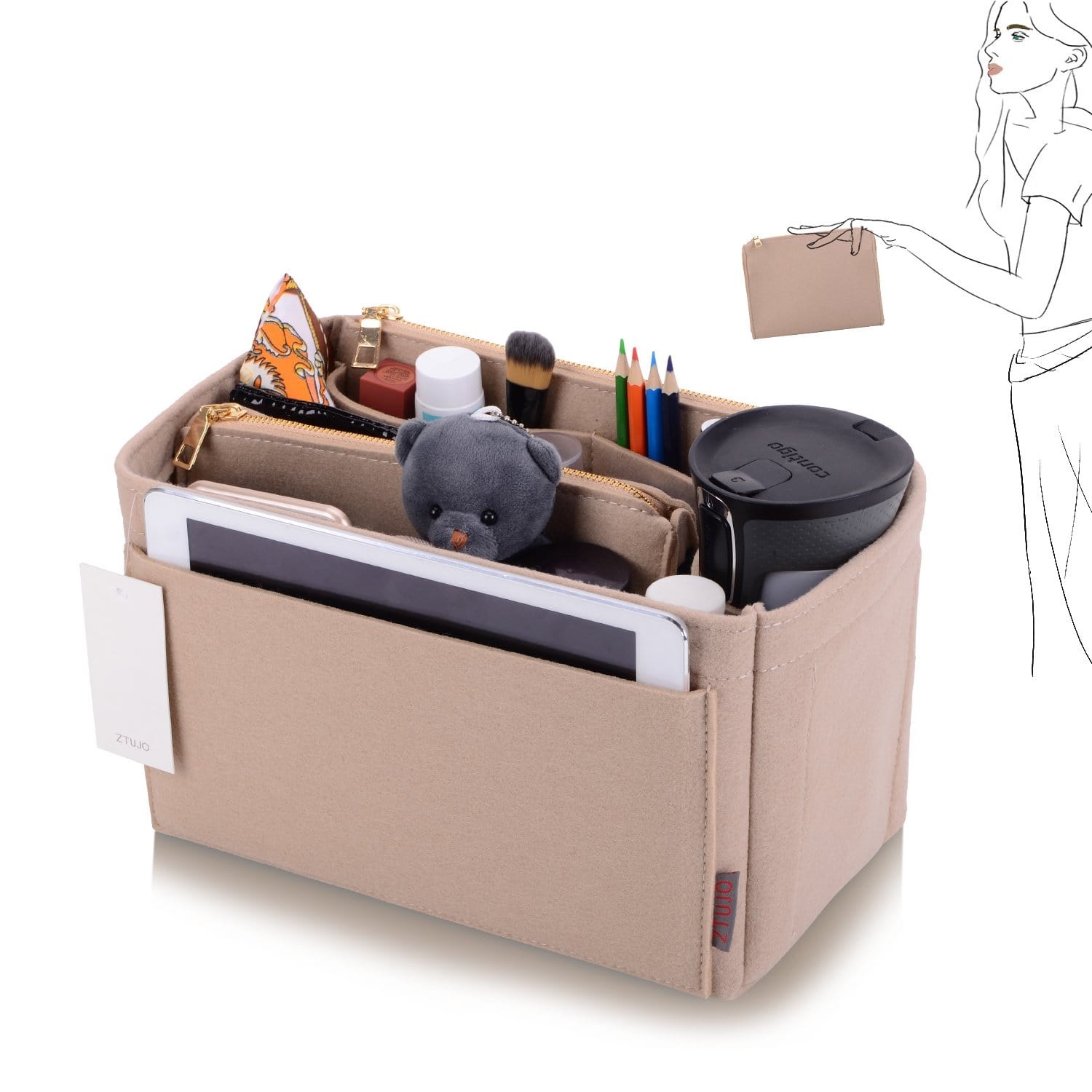 Vložka a organizér do kabelky pro LV Speedy, Neverfull, Graceful, Tote – plstěný tvarovač kabelky product image 37