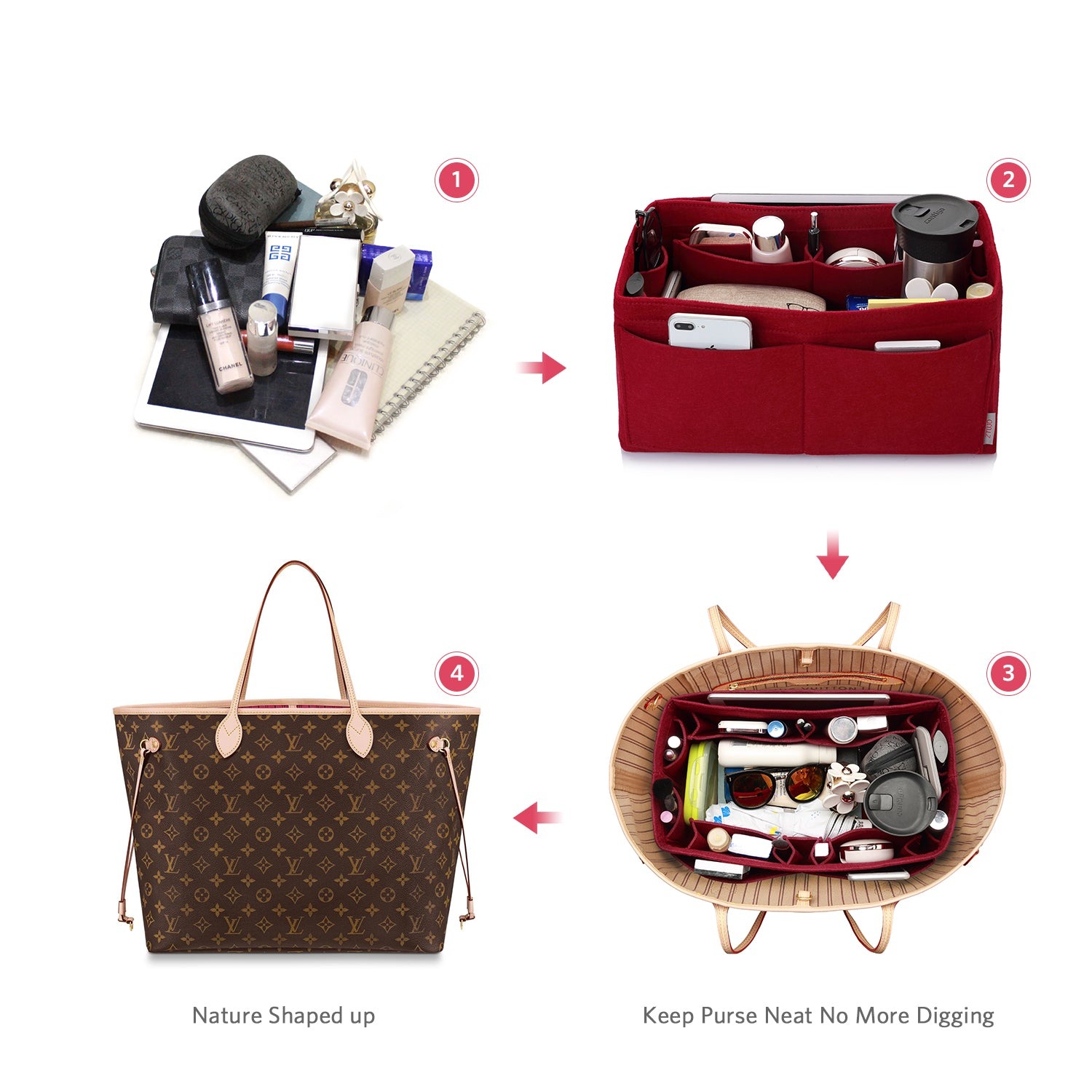 Organisateur de sac à main en feutre – Très grande taille (Convient au Speedy 40 / Neverfull GM) product image 27