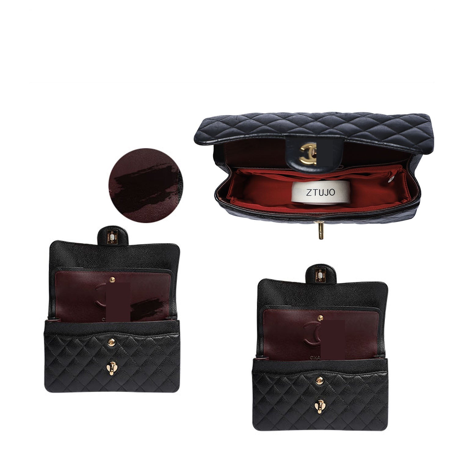 Hedvábný & saténový organizér do kabelky pro Chanel CF Mini Square 17 cm / Mini / Small / Medium / Jumbo / Maxi detail image 3