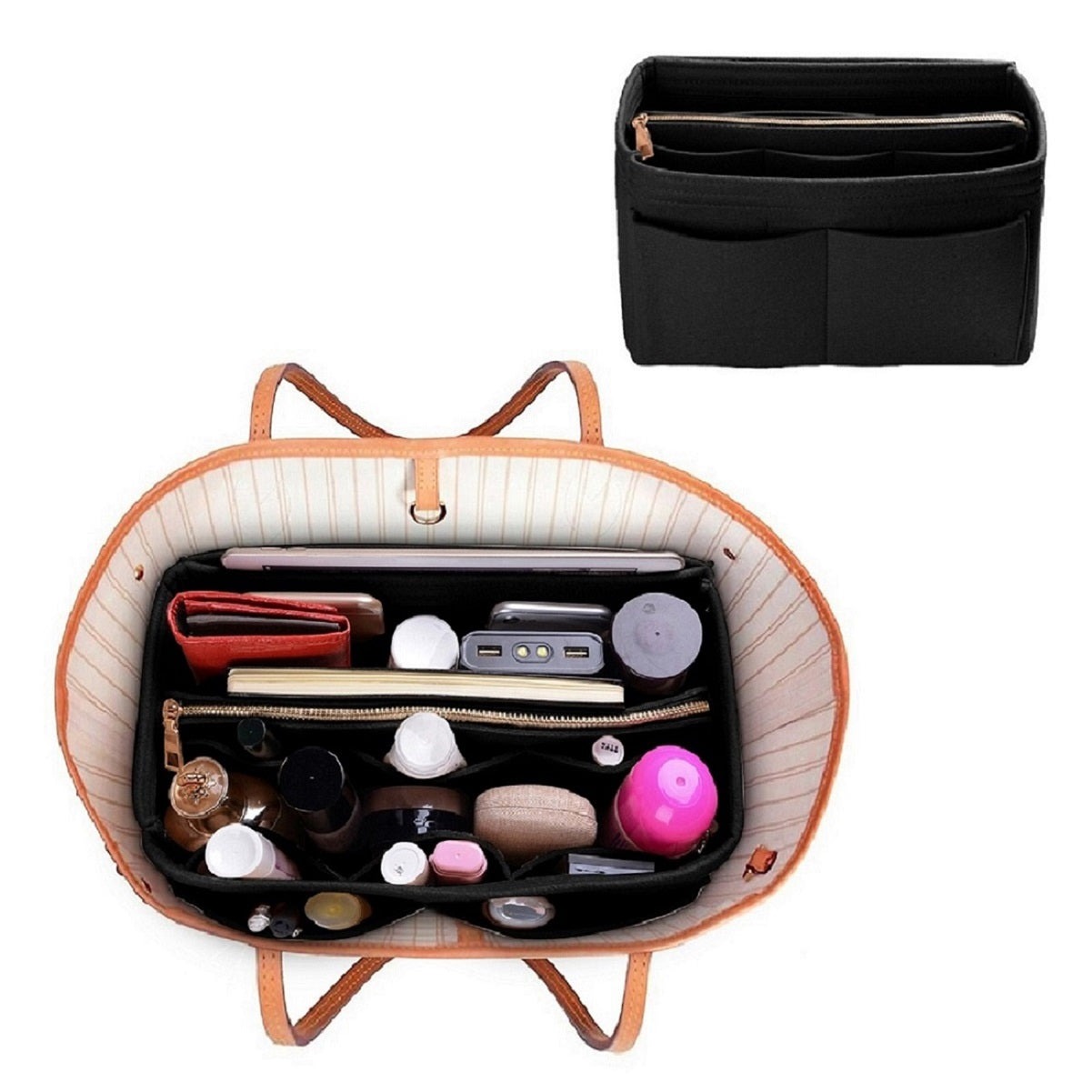 Organizér do kabelky pro LV Speedy Neverfull Tote – 6 velikostí, vložka do tašky z plsti se zipem detail image 13