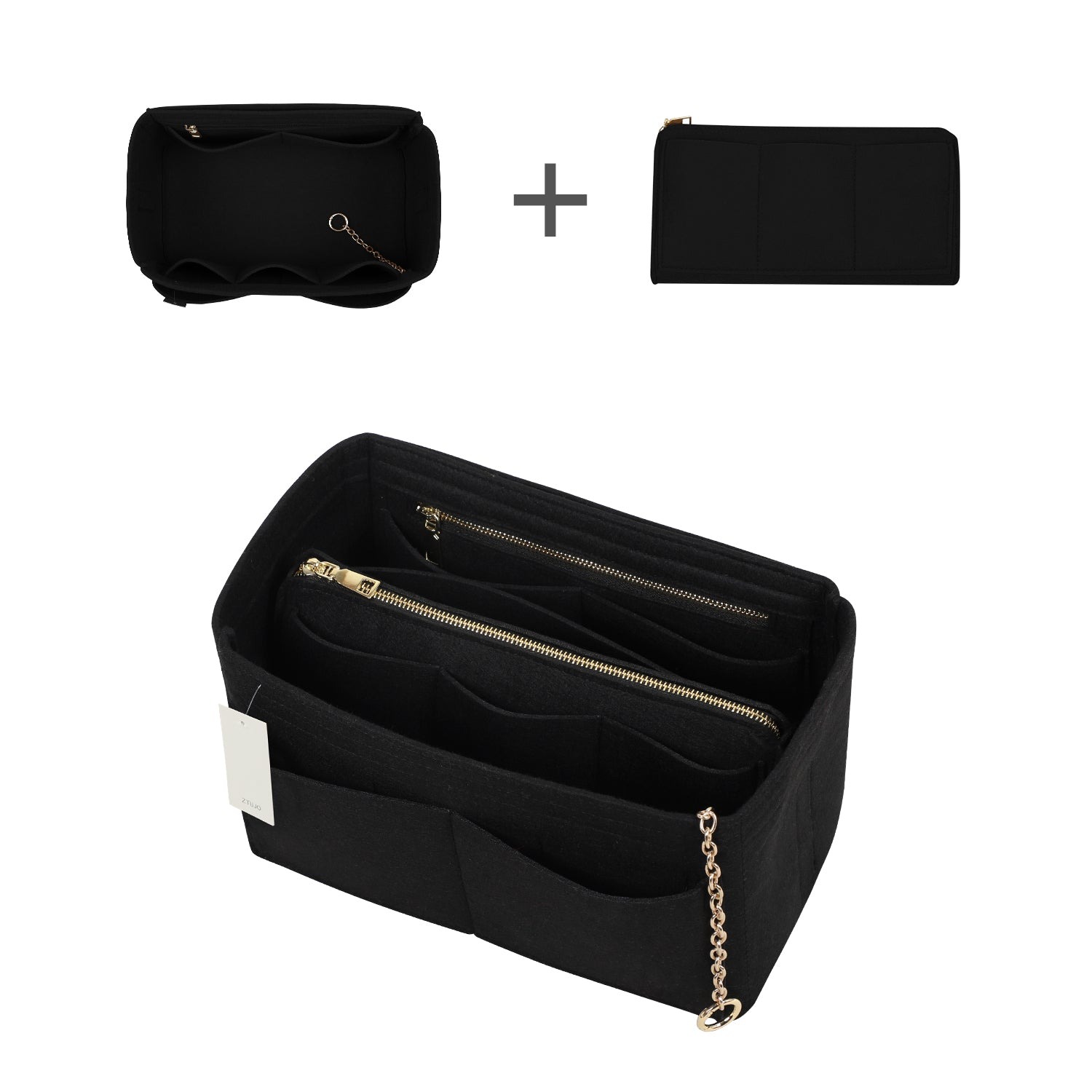 Organizér do kabelky z plsti s bočním zipem, odnímatelná střední kapsa pro LV Speedy Neverfull tote, 5 velikostí product image 9
