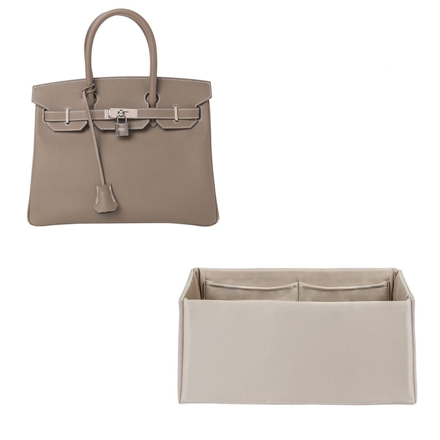 Hedvábný a saténový organizér do kabelky pro Hermes Birkin 25 / 30 / 35 / 40