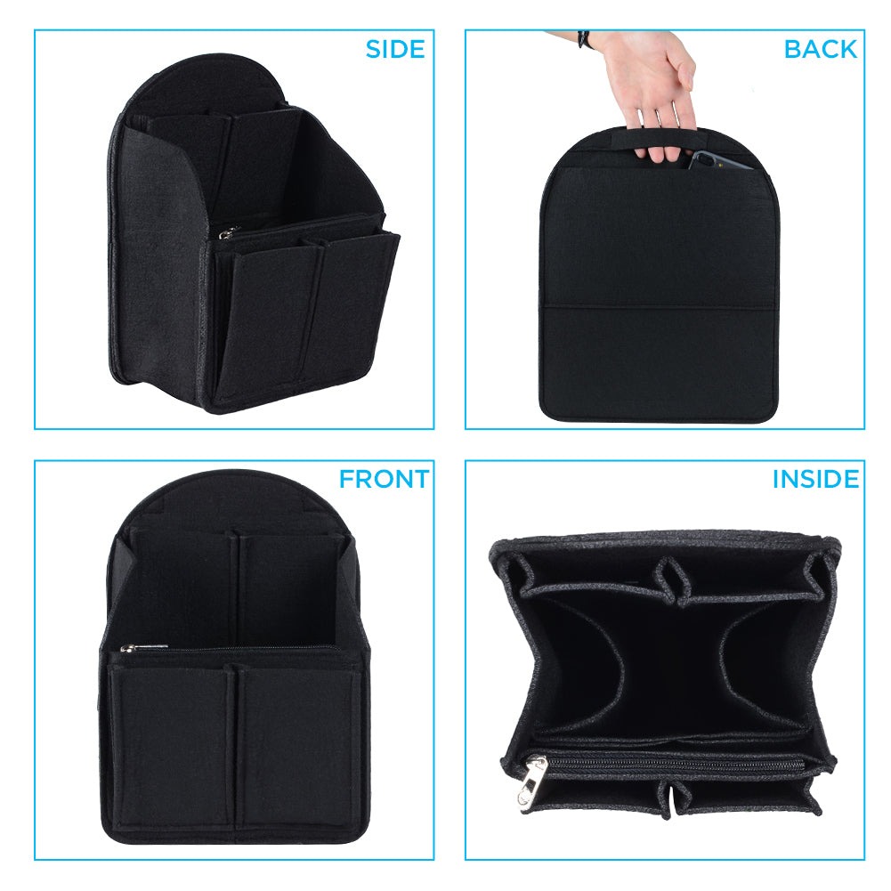 Organizador de bolso de fieltro para mochilas: compatible con bolsos redondos y cuadrados, en beige/gris/marrón/negro. product image 43