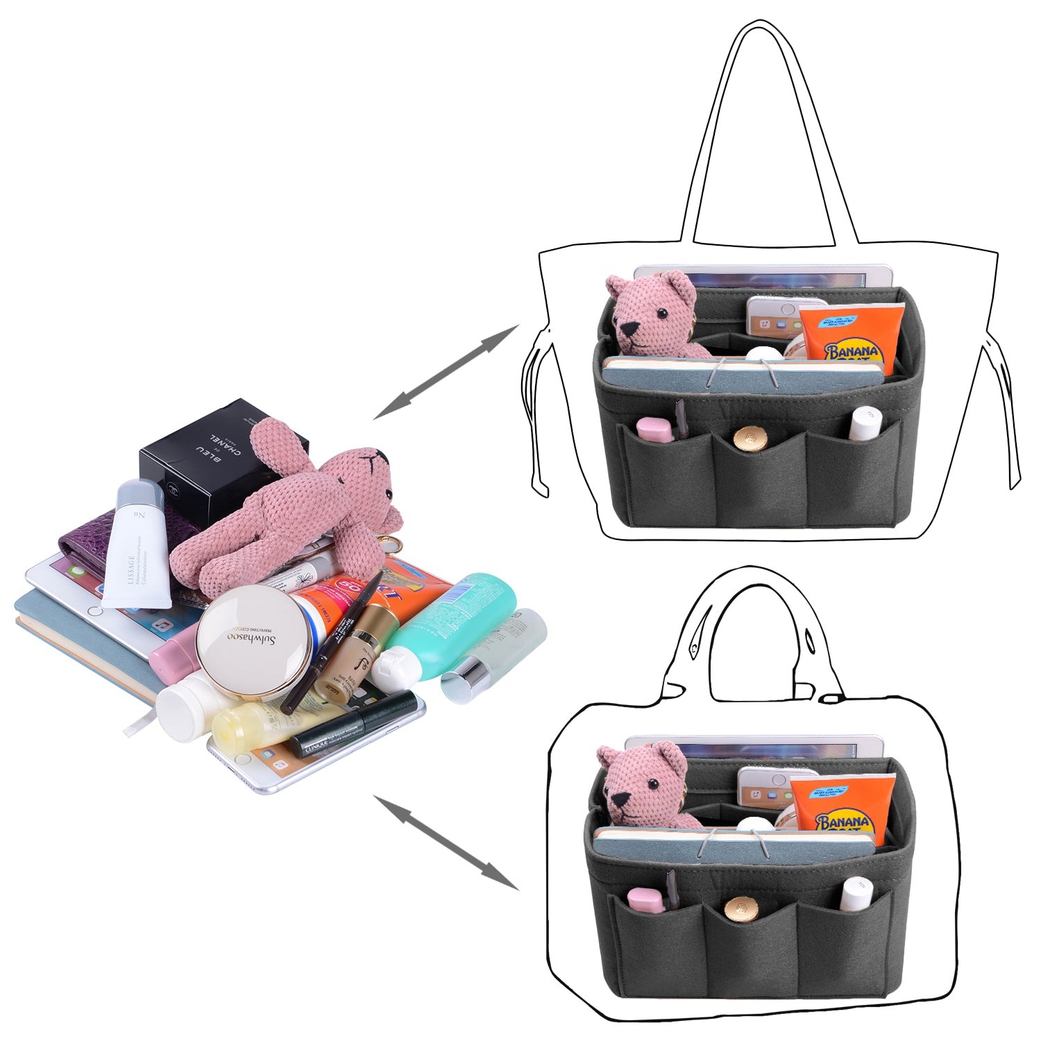 Vložka INNERBAG do kabelky se šitým dnem pro LV Speedy 35 a Neverfull MM – velká product image 35