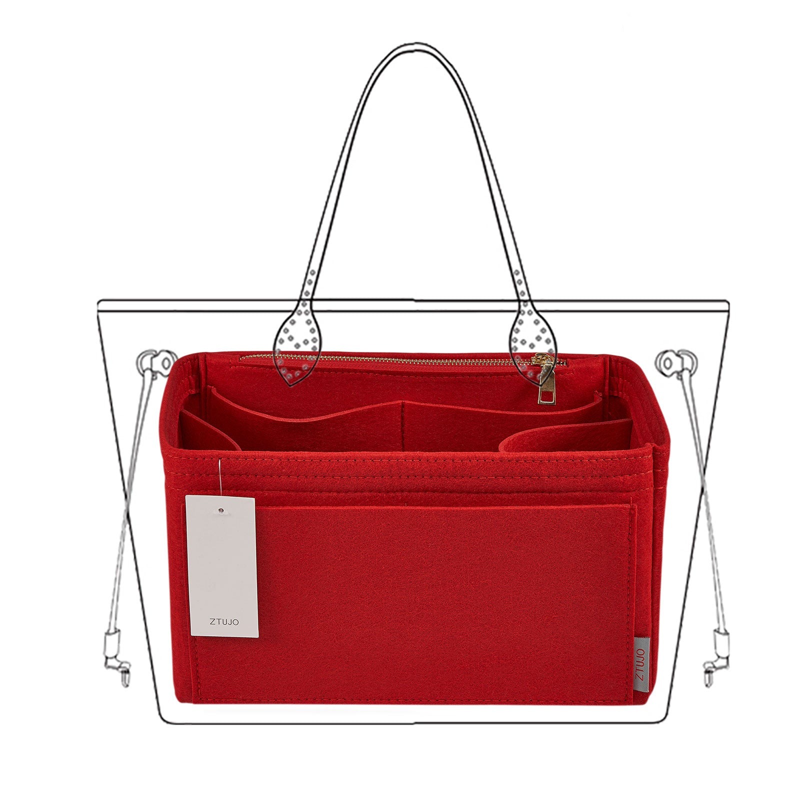 Organizador de bolso de fieltro para interiores con portabotellas – Delgado Medio, Grande, Extra Grande product image 8