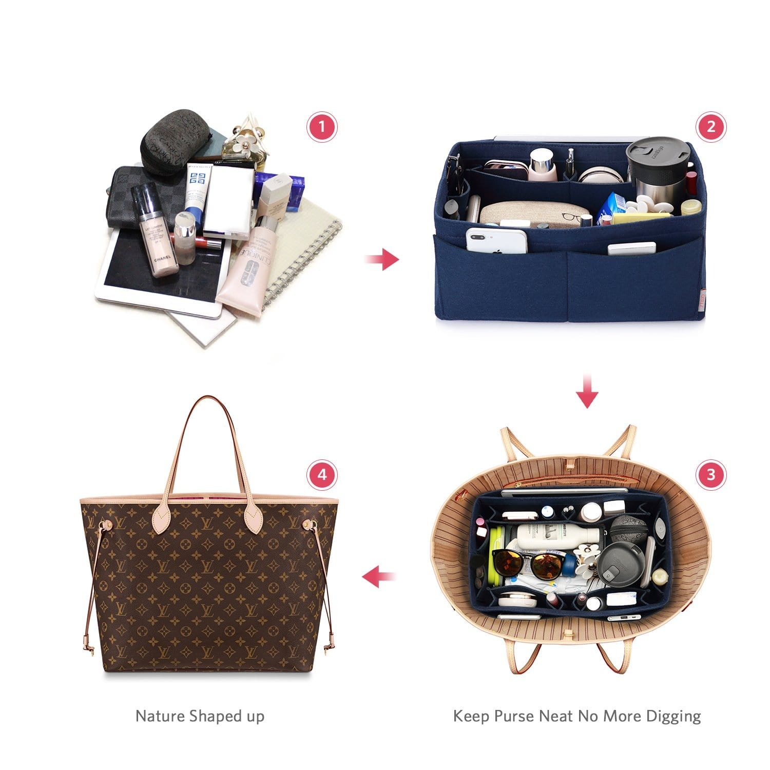 Organisateur de sac à main en feutre – Très grande taille (Convient au Speedy 40 / Neverfull GM) product image 62