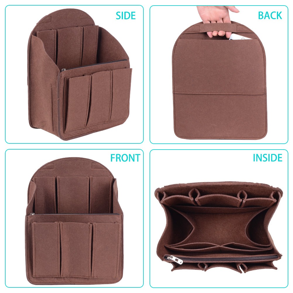 Organizador de bolso de fieltro para mochilas: compatible con bolsos redondos y cuadrados, en beige/gris/marrón/negro. product image 29
